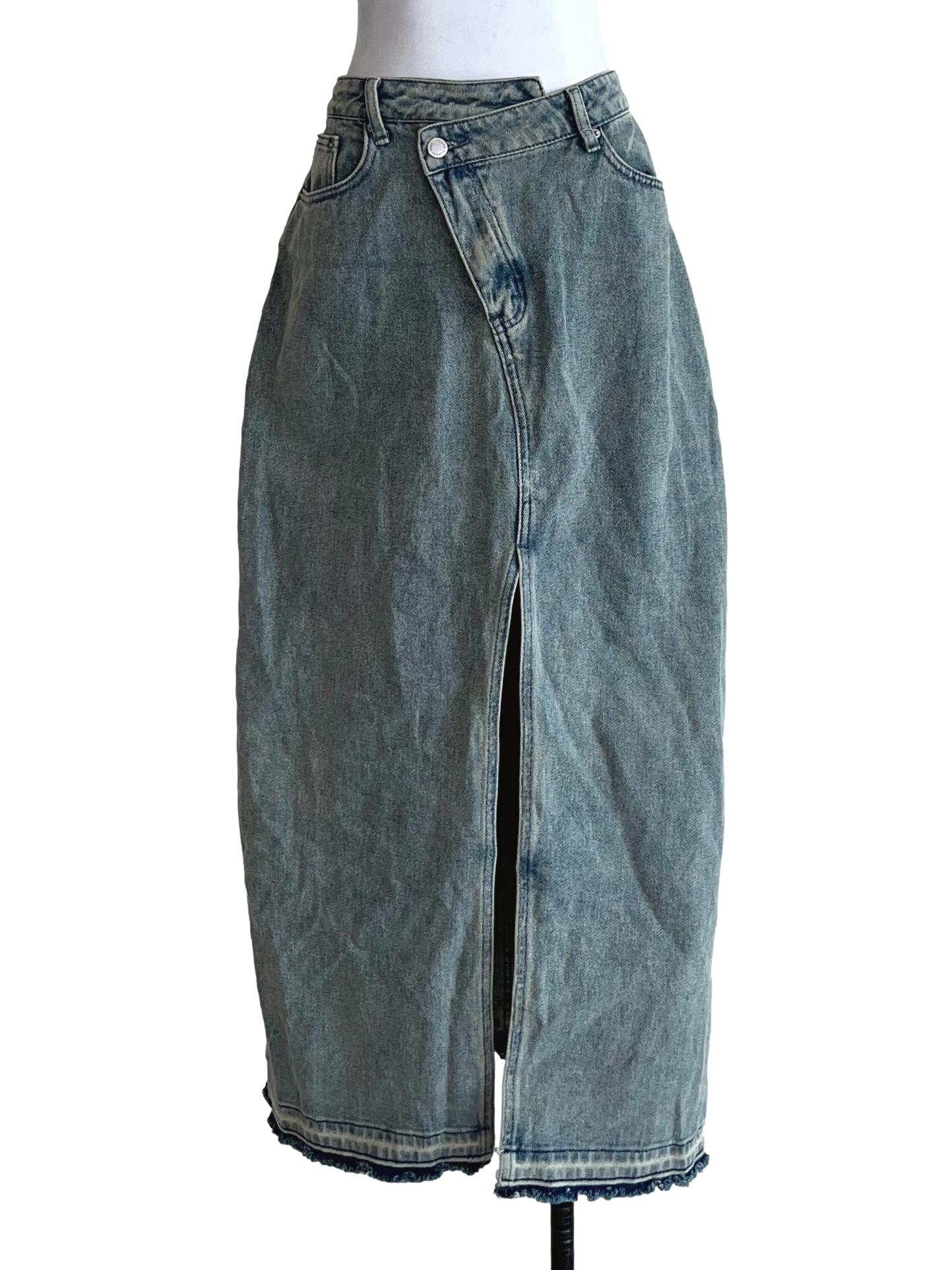 Stone Blue Vintage Wash Denim Skirt