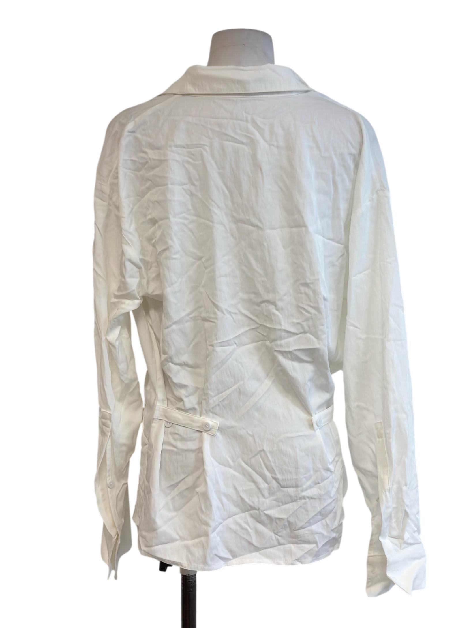 Pearl White Twisted Front Collared Blouse