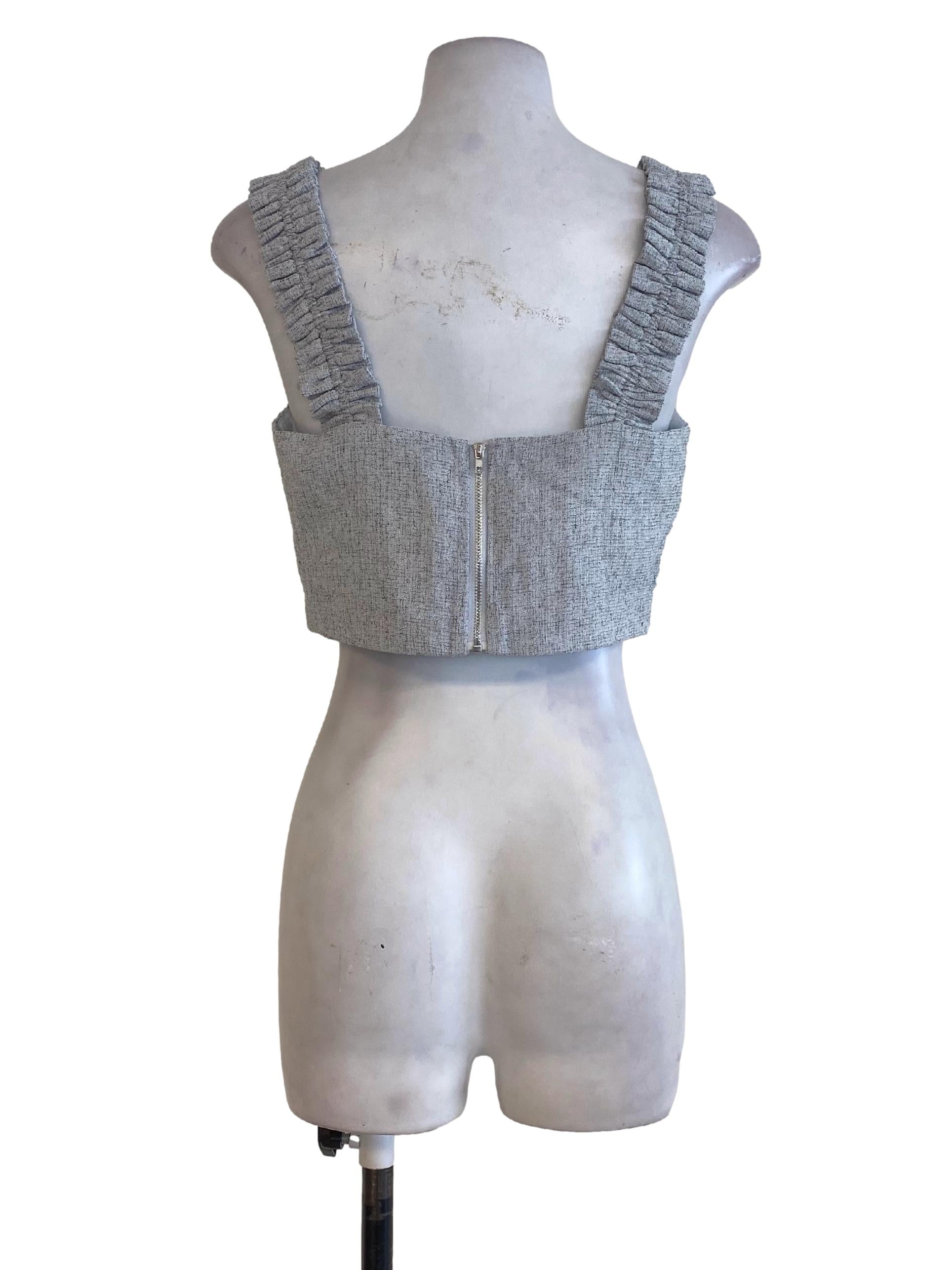 Ohvola Grey Tweed Crop Top | REFASH