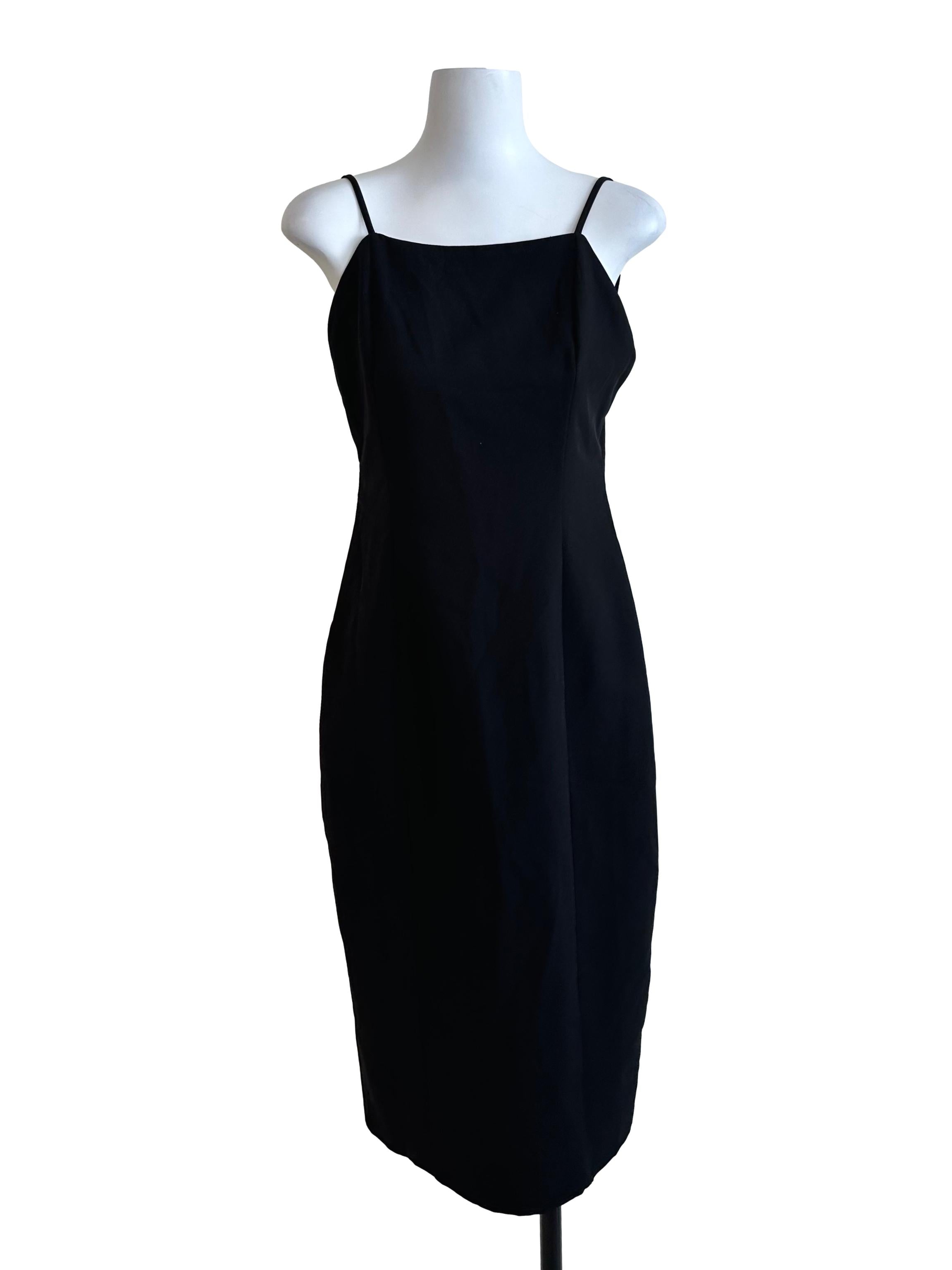 Onyx Black Spaghetti Strap Sheath Dress