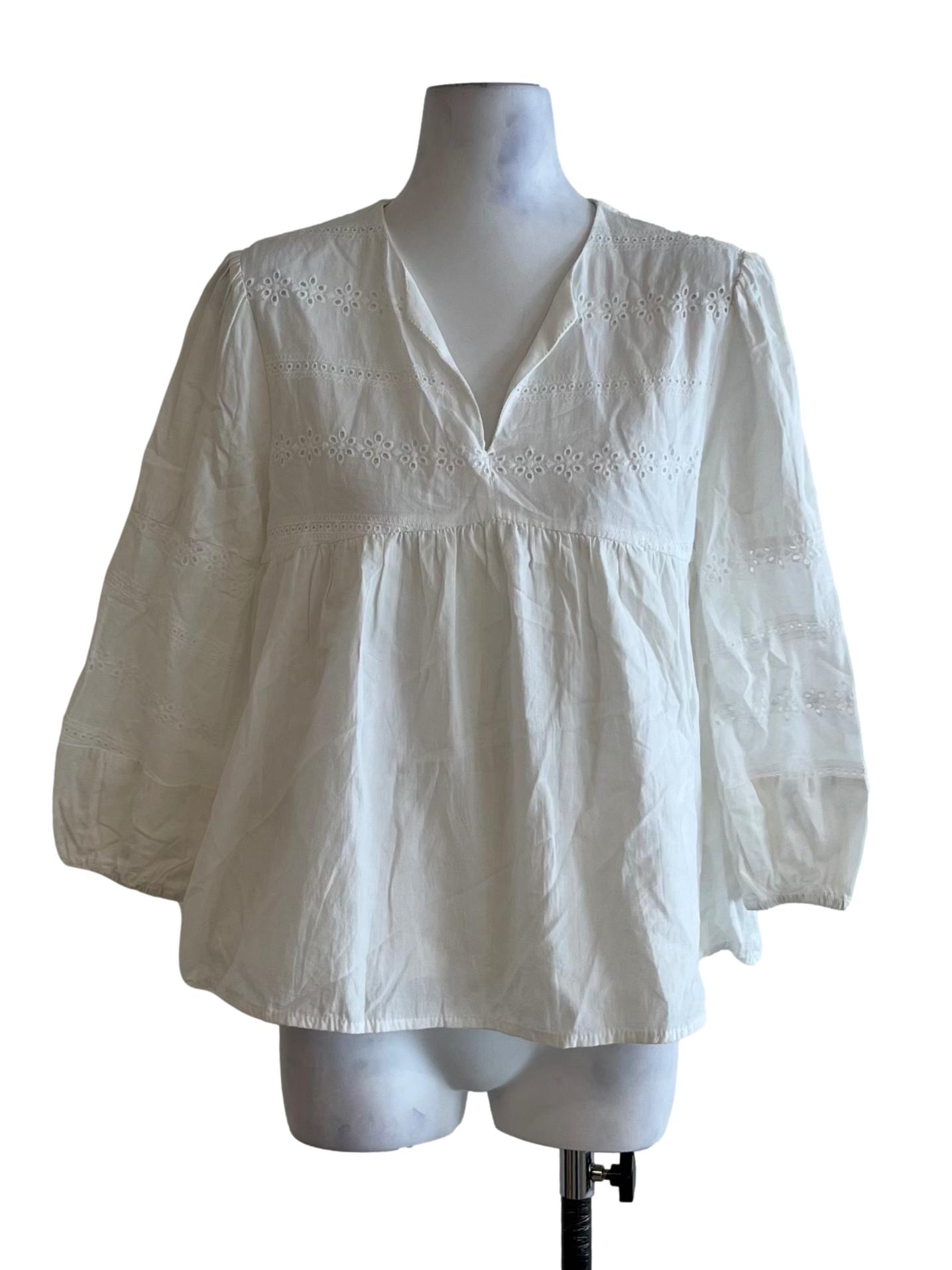 White V-Neckline Blouse TWL