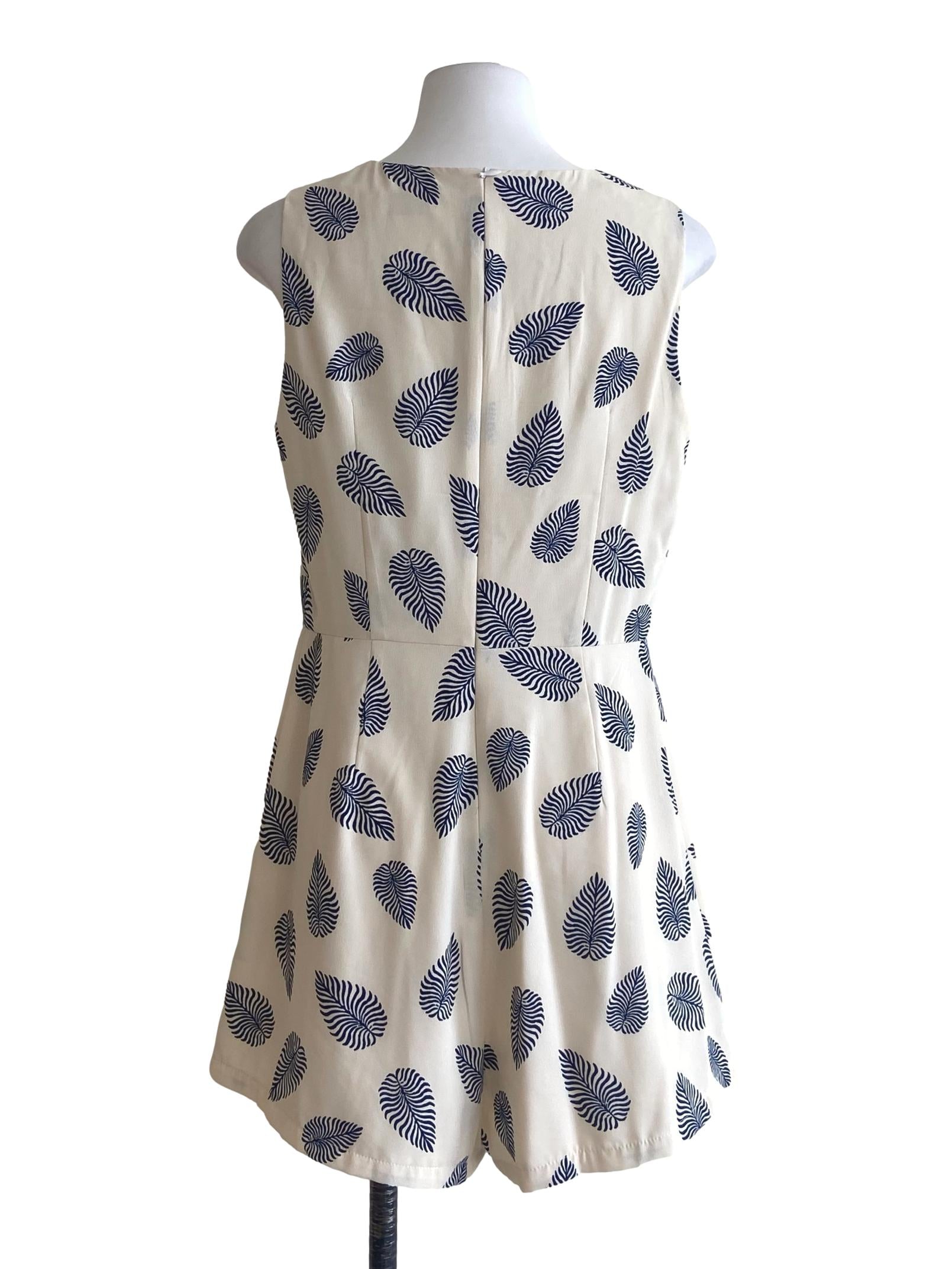 Cream Beige Sleeveless V-Neck Romper