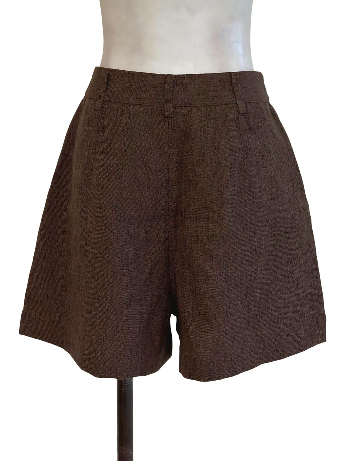 Mocha Brown Tweed Pattern Casual Shorts LB