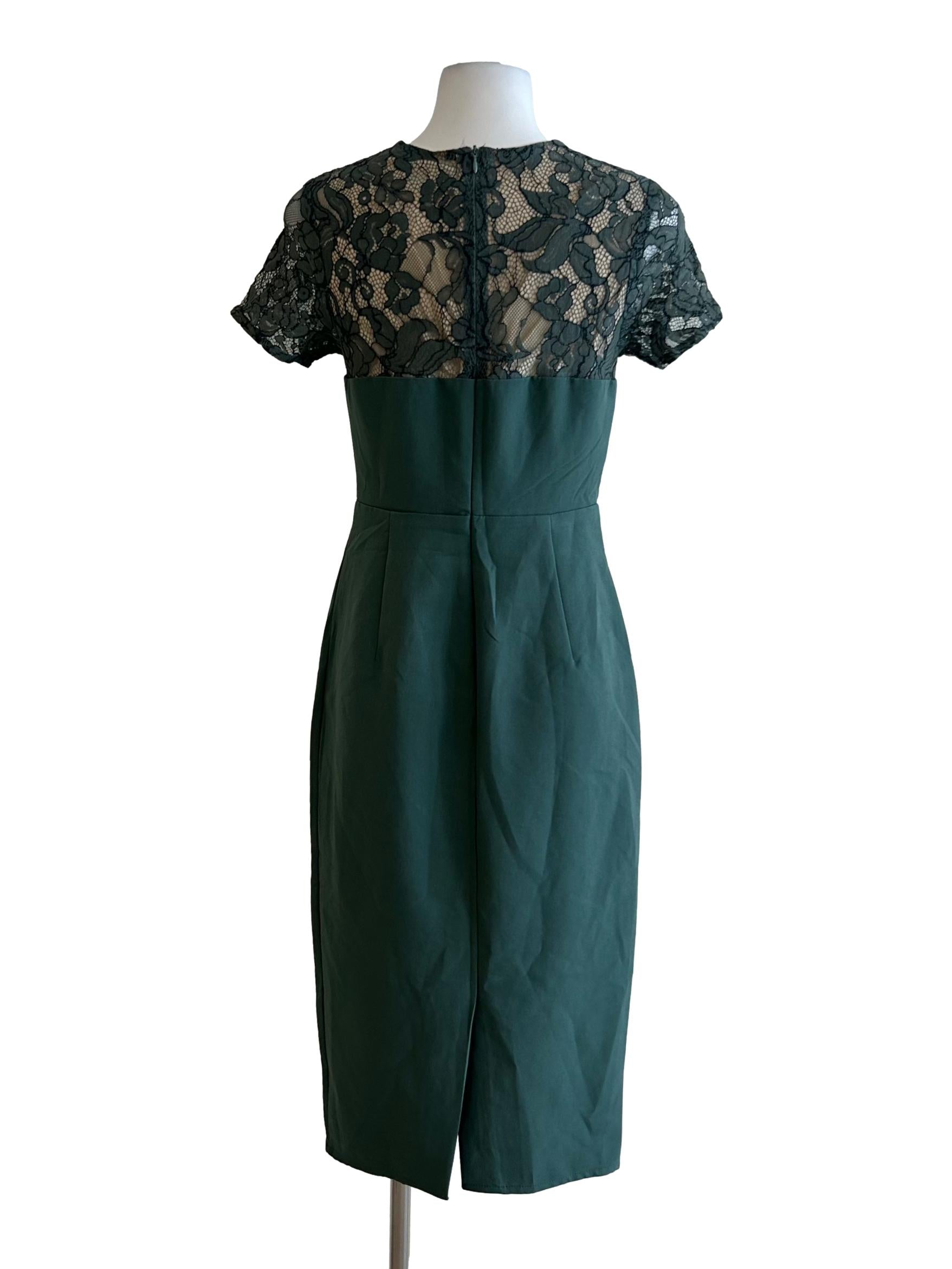 Viridian Green Lace Sheath Dress YHF