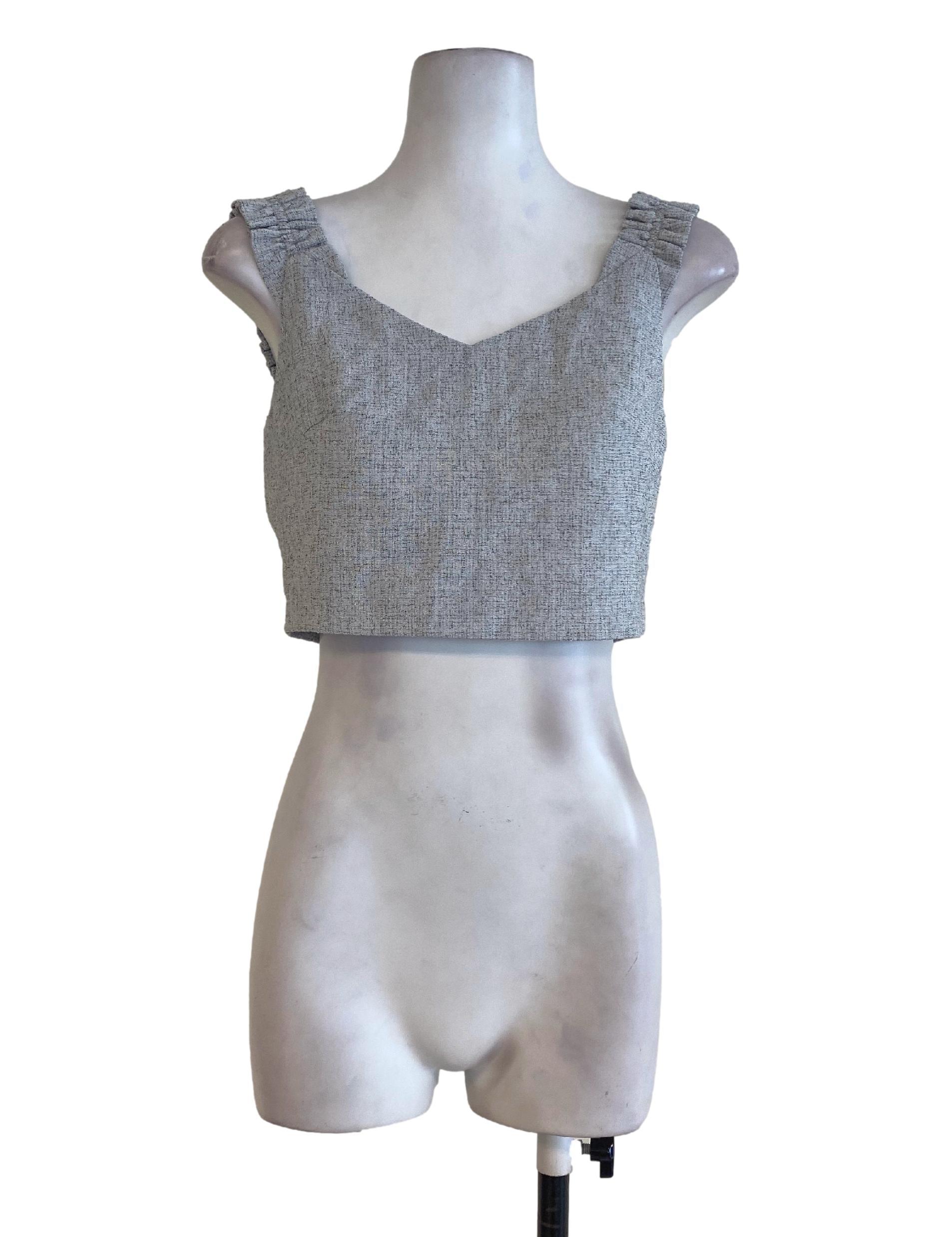 Ohvola Grey Tweed Crop Top | REFASH