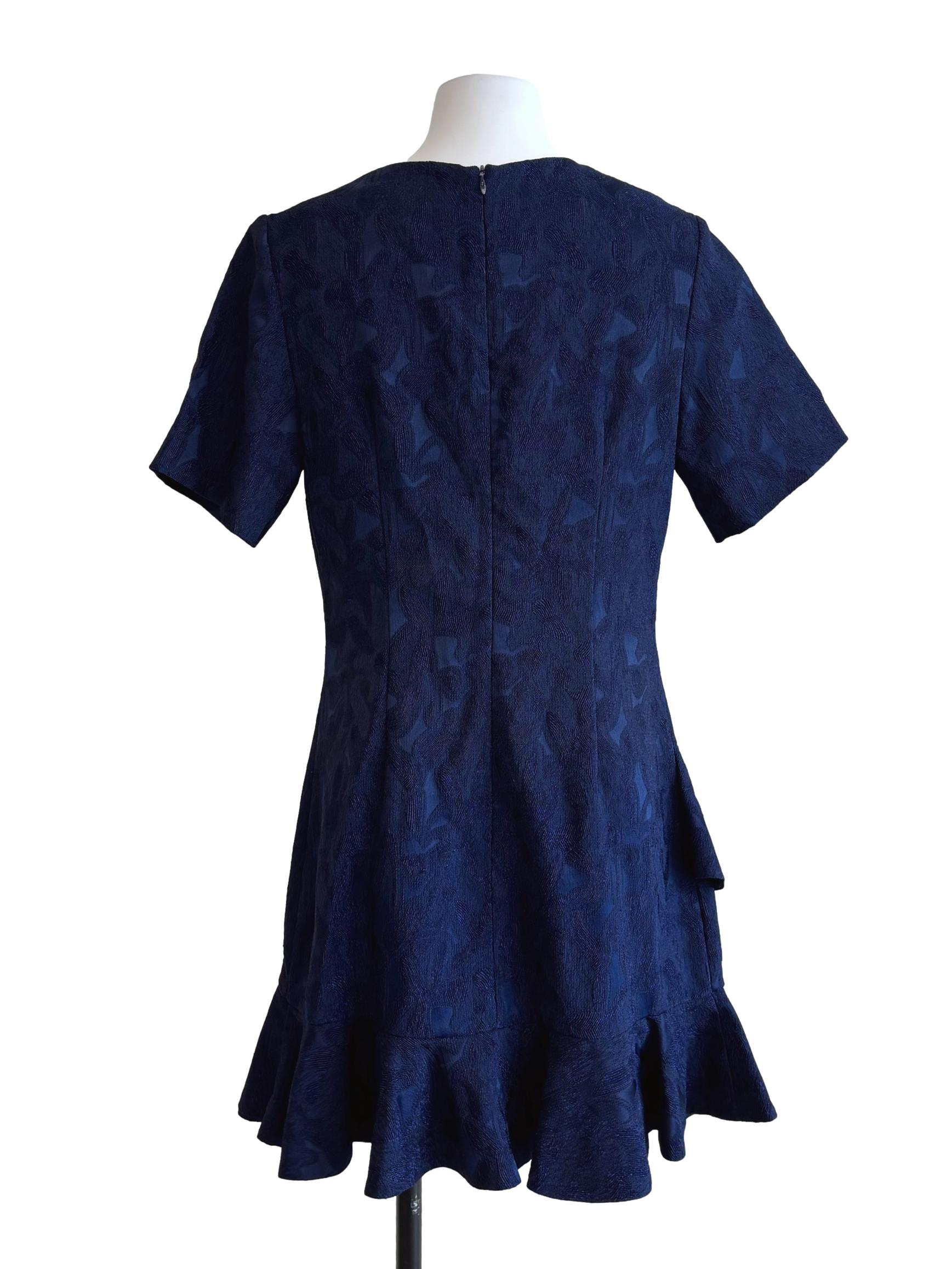 Navy Blue Short Sleeve A-Line Dress