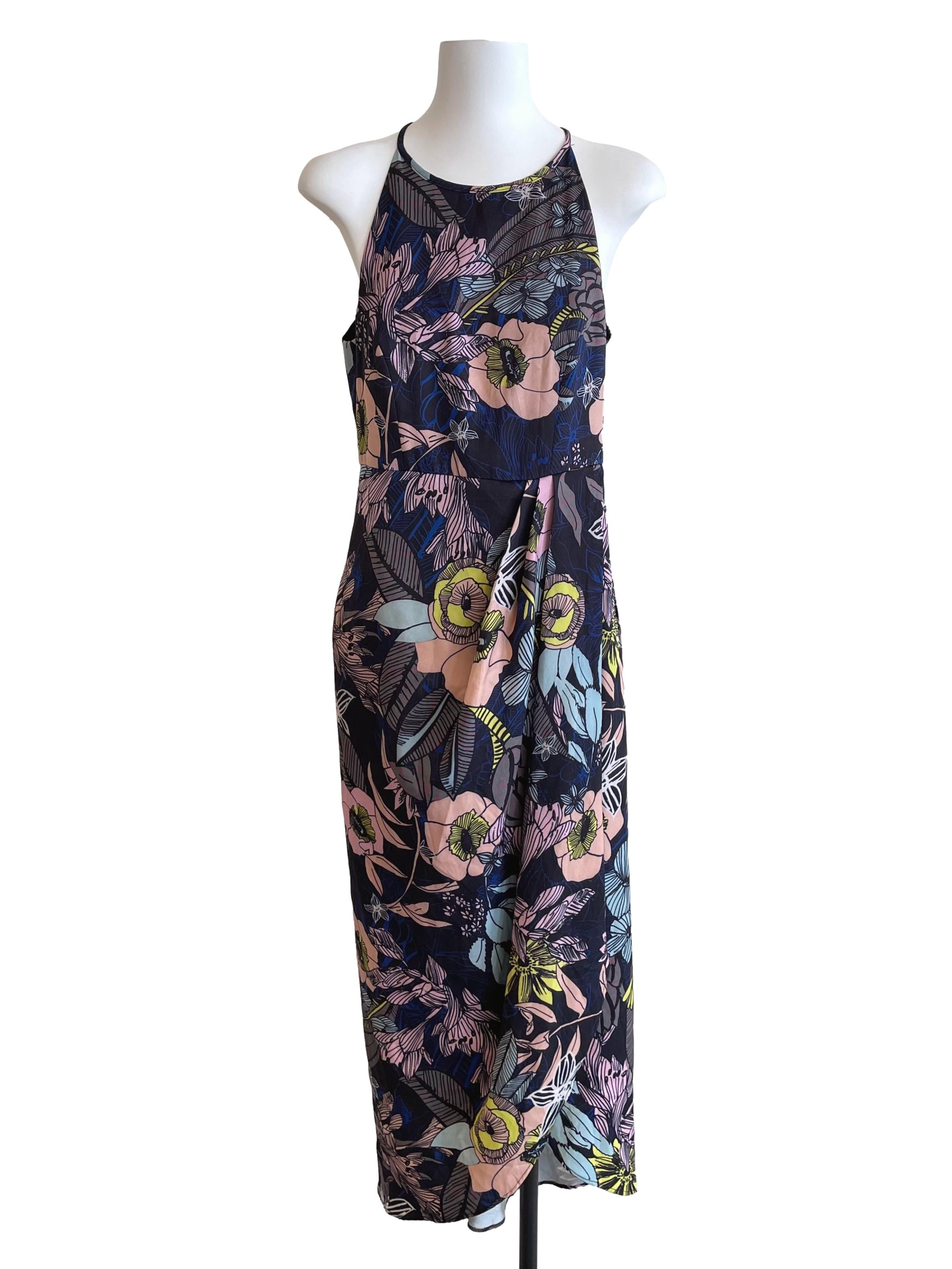 Charcoal Floral Wrap Slip Dress