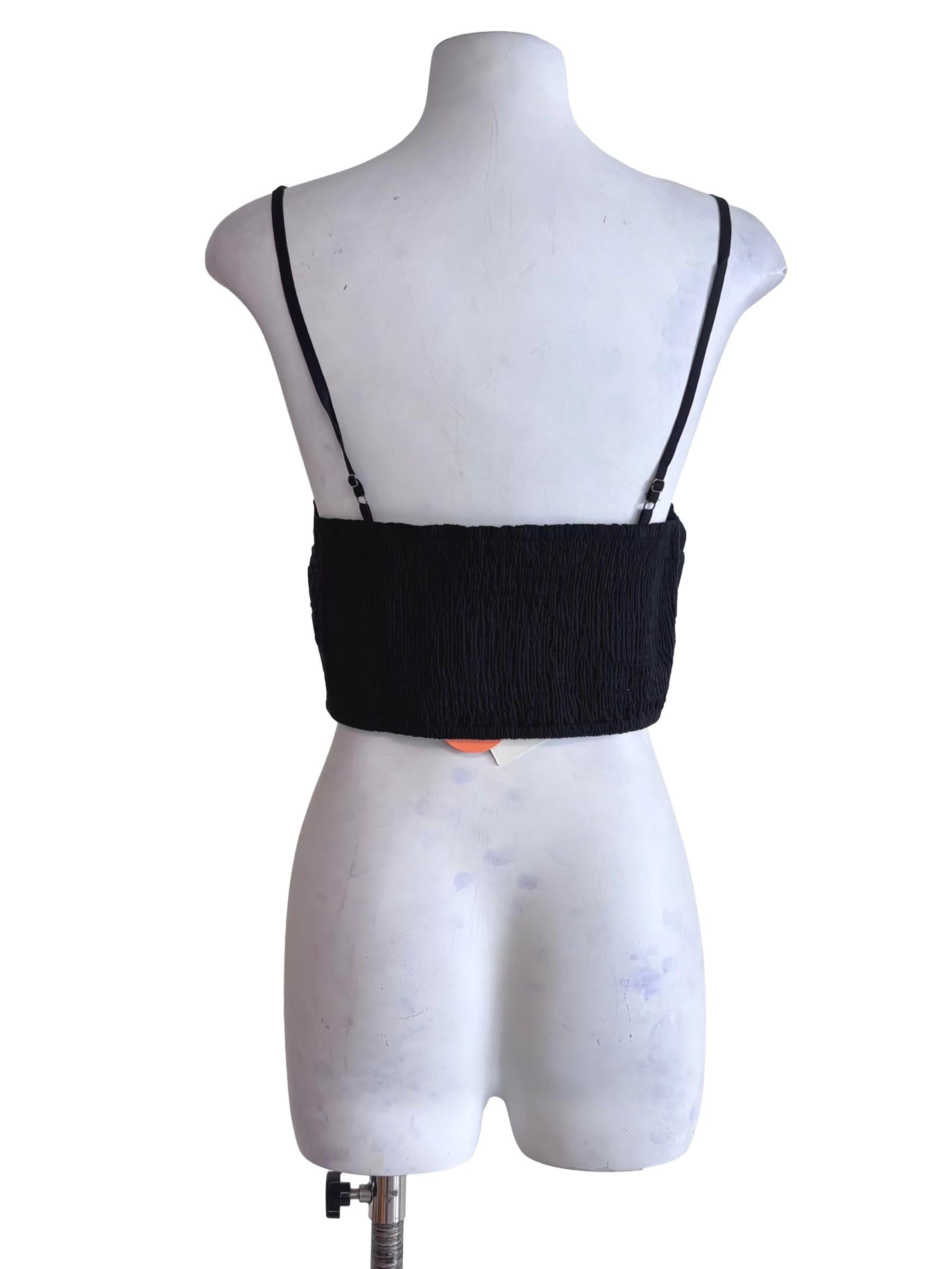 Black Eryn Ruched Side Crop Top