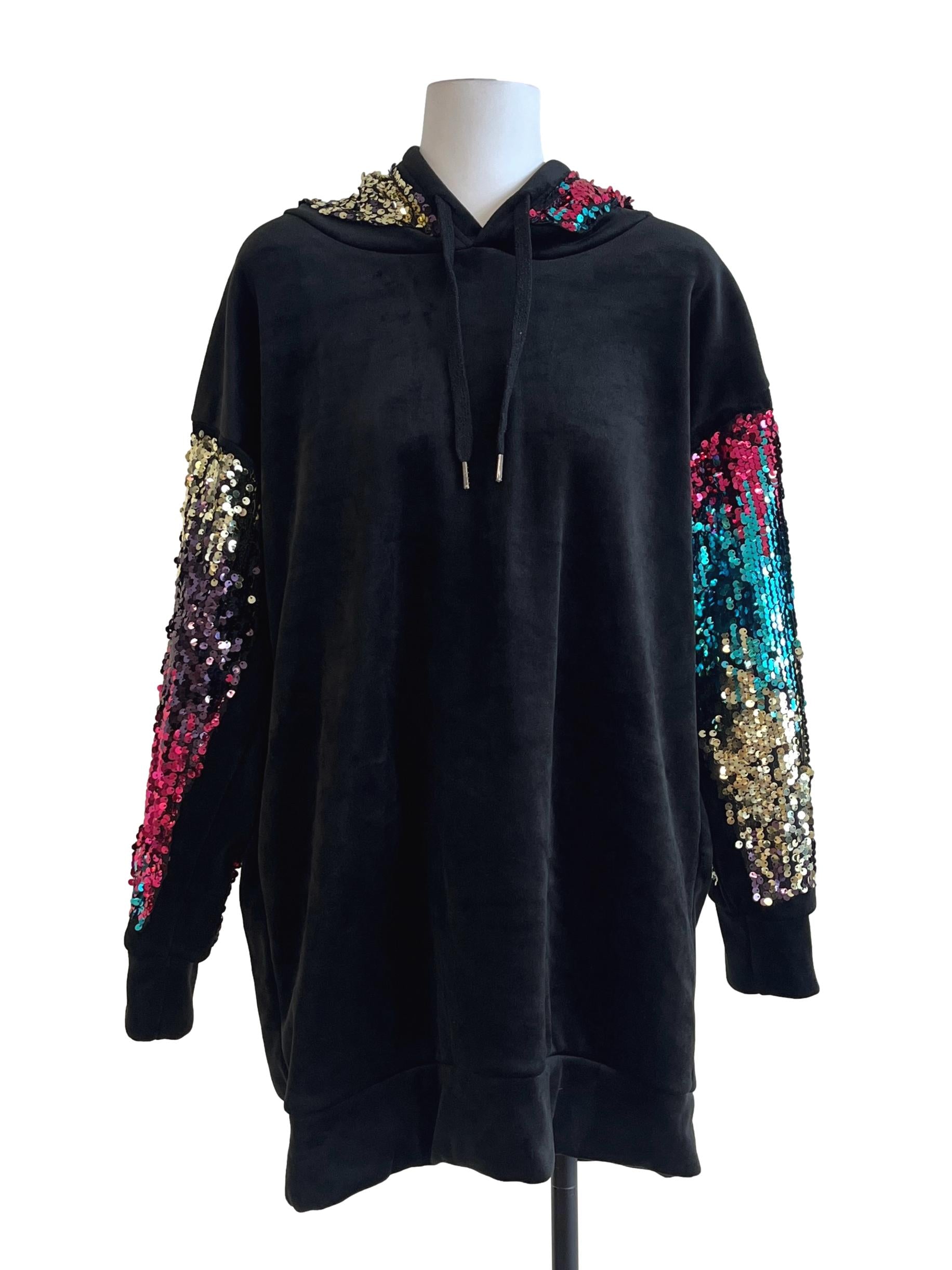 Jade Black Oversized Hoodie Dress