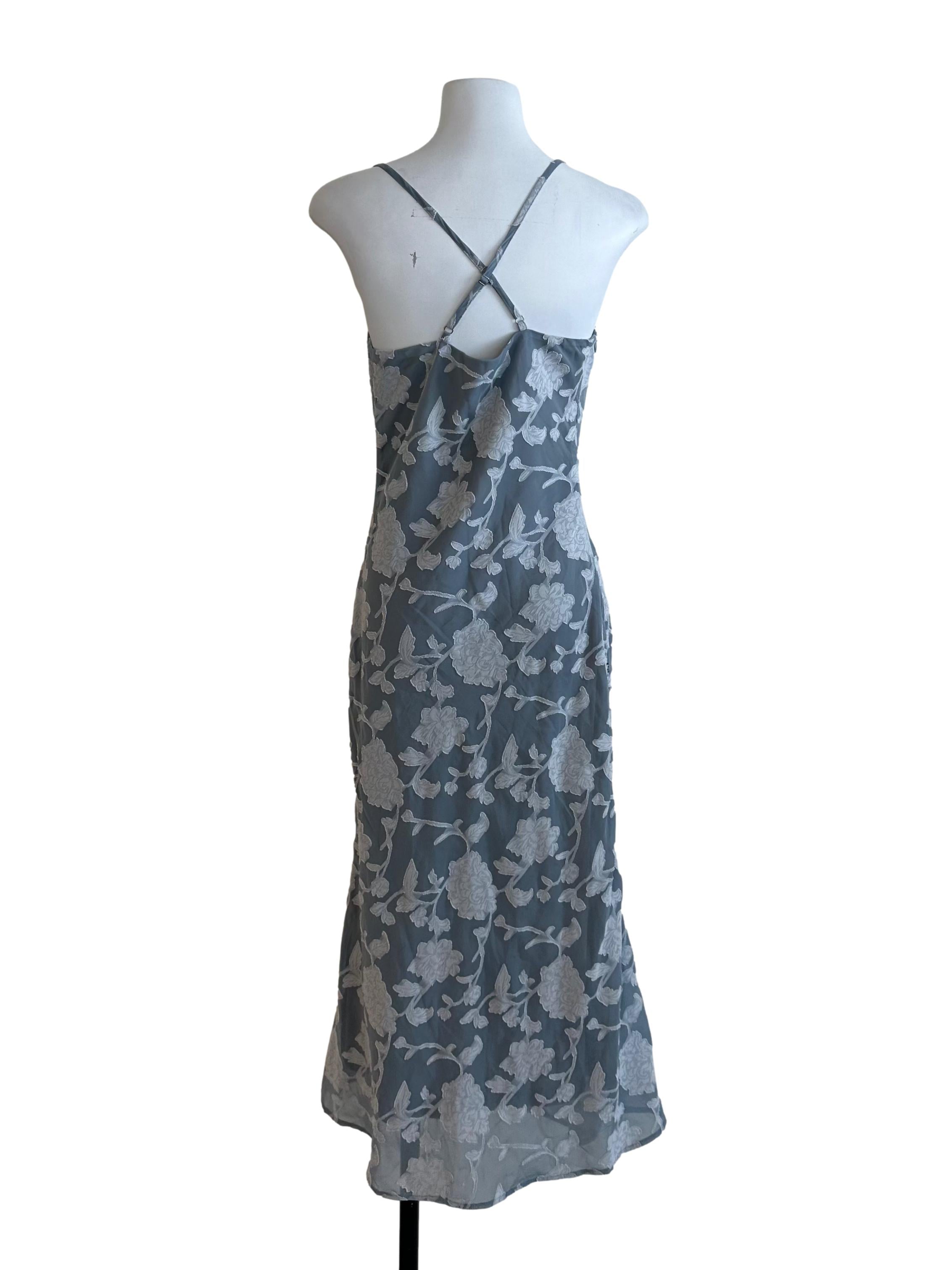 Dusty Blue Pattern Textured Cowl Neck Dress