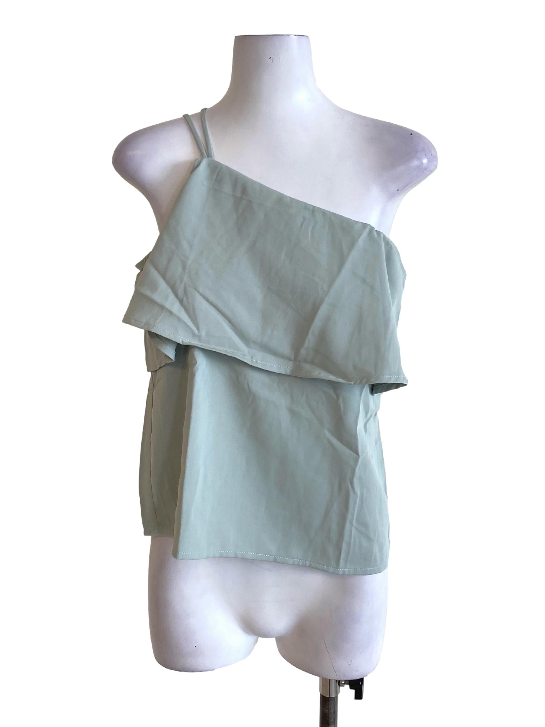 Sage Green One Shoulder Cape Bust Dalylah Top