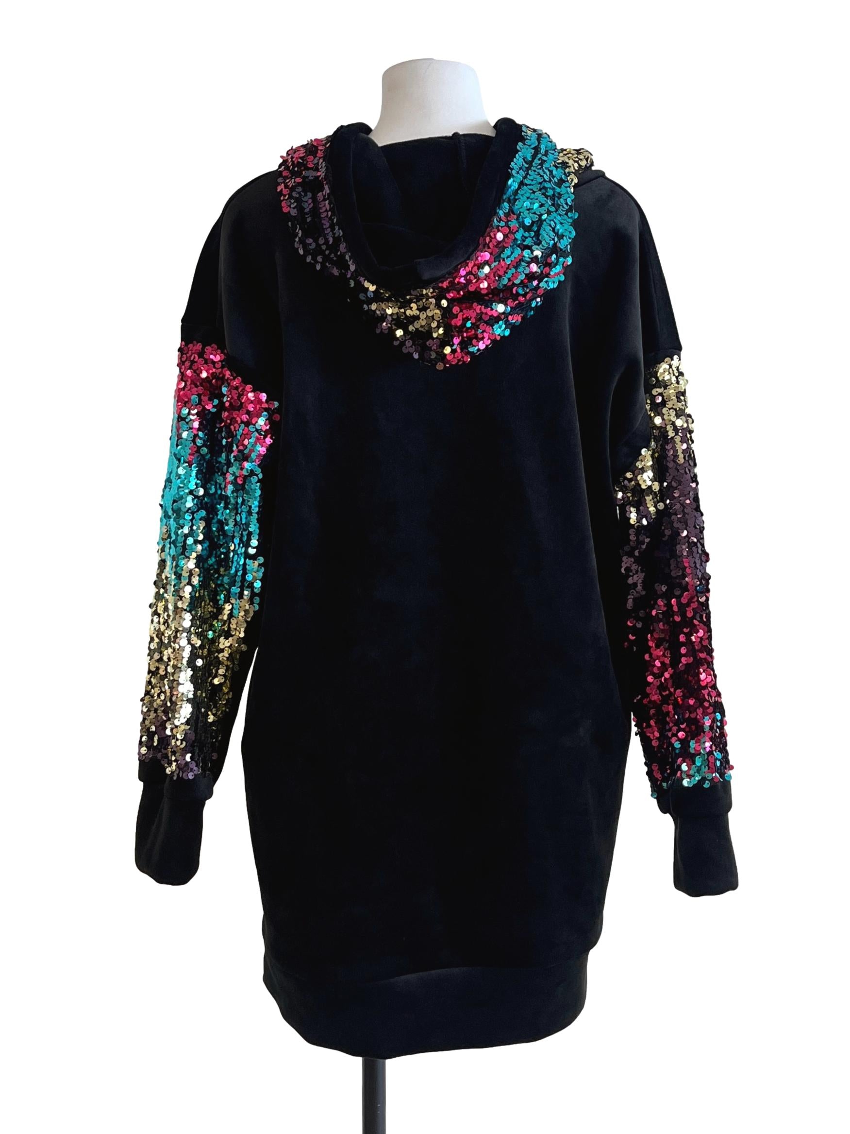 Jade Black Oversized Hoodie Dress