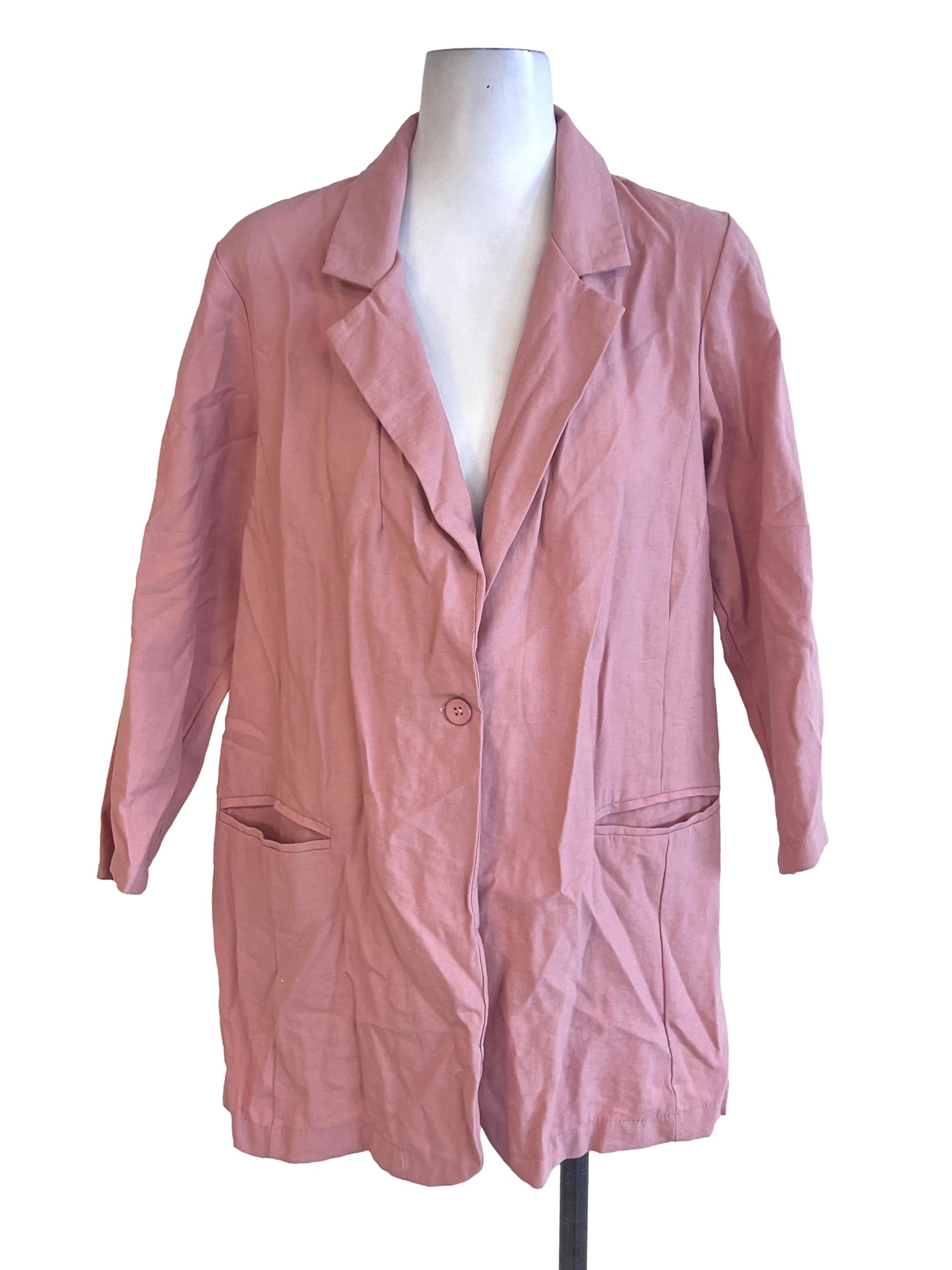 Salmon Pink Button Blazer
