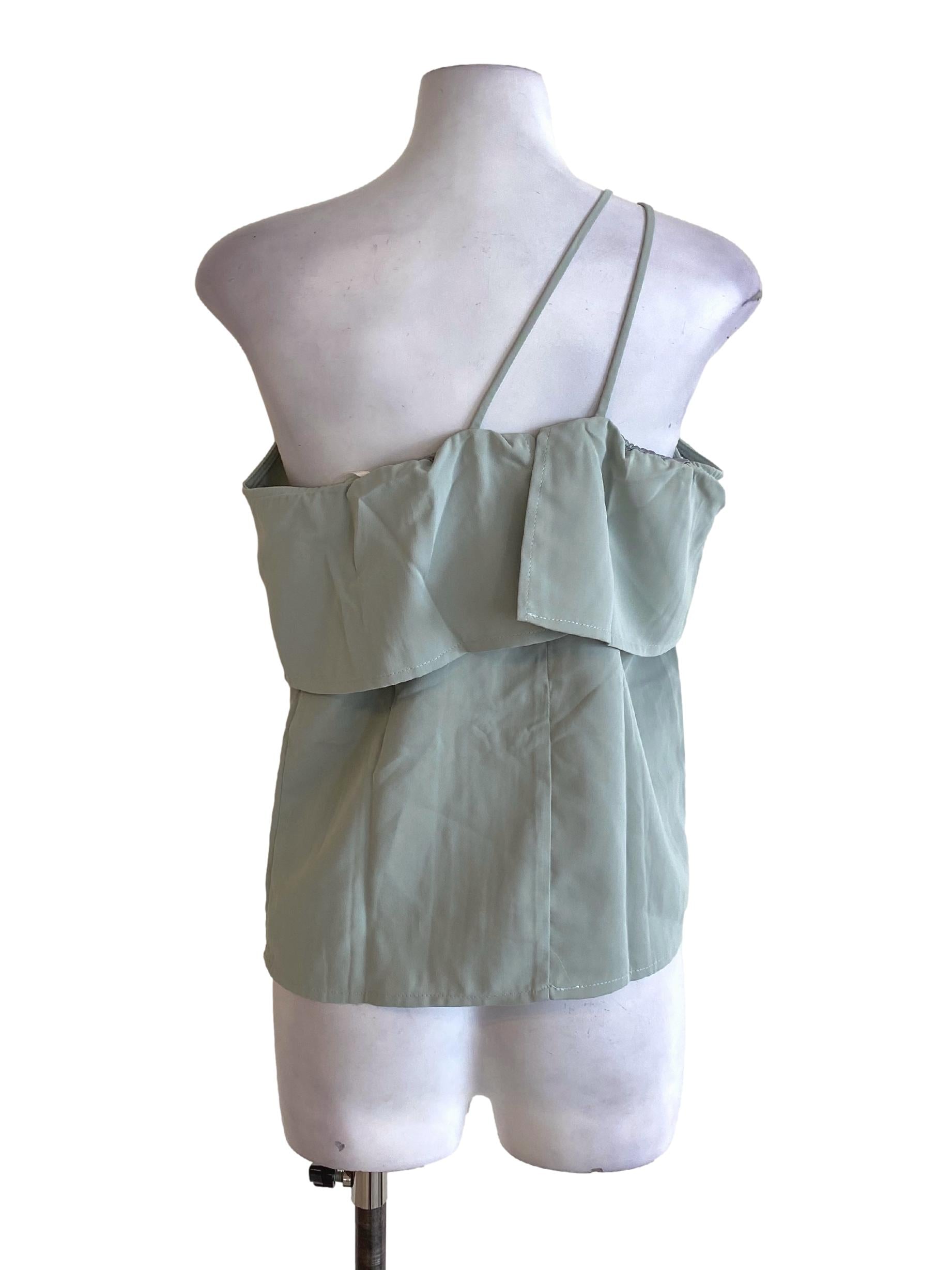 Sage Green One Shoulder Cape Bust Dalylah Top