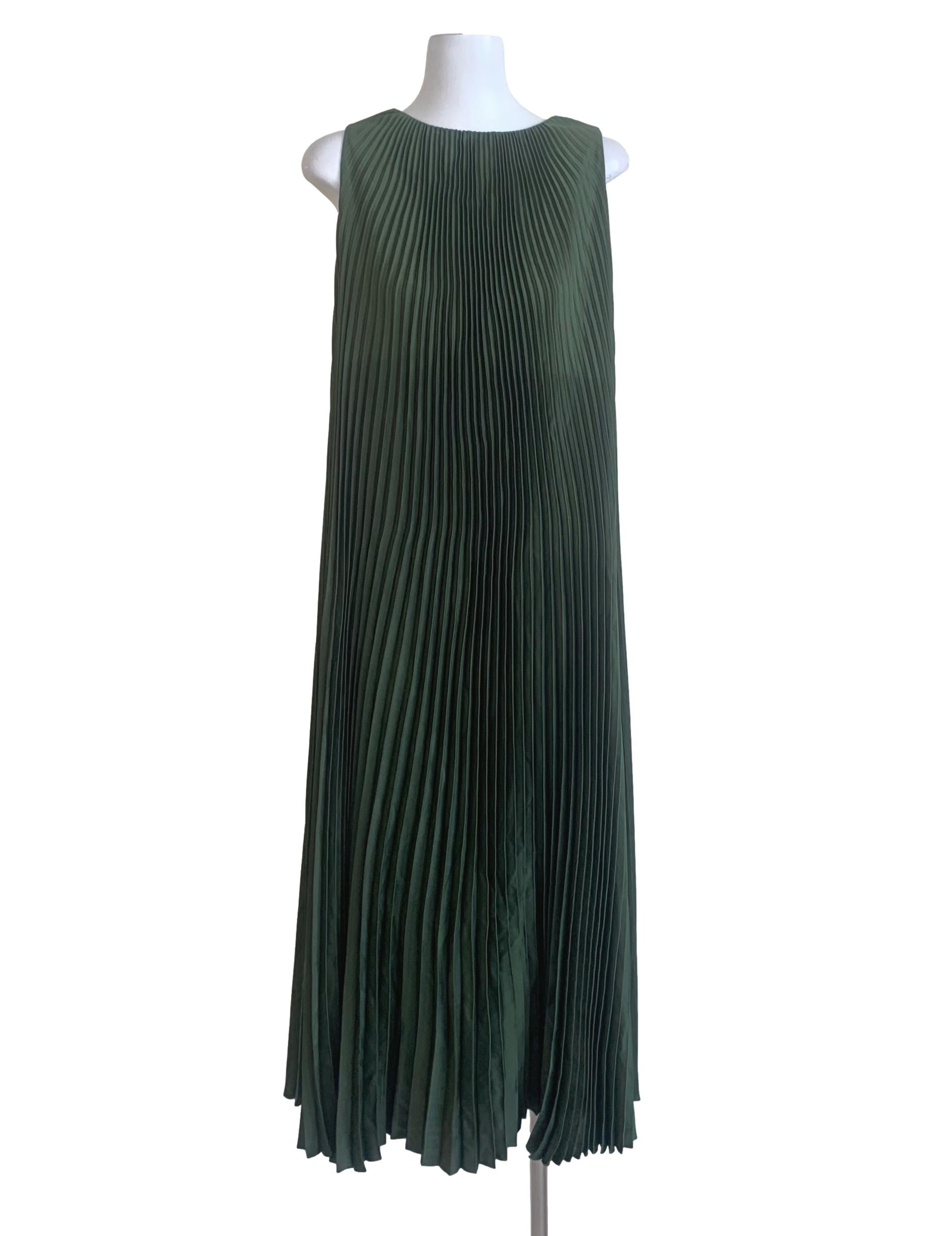 Pine Green Pleated Dress