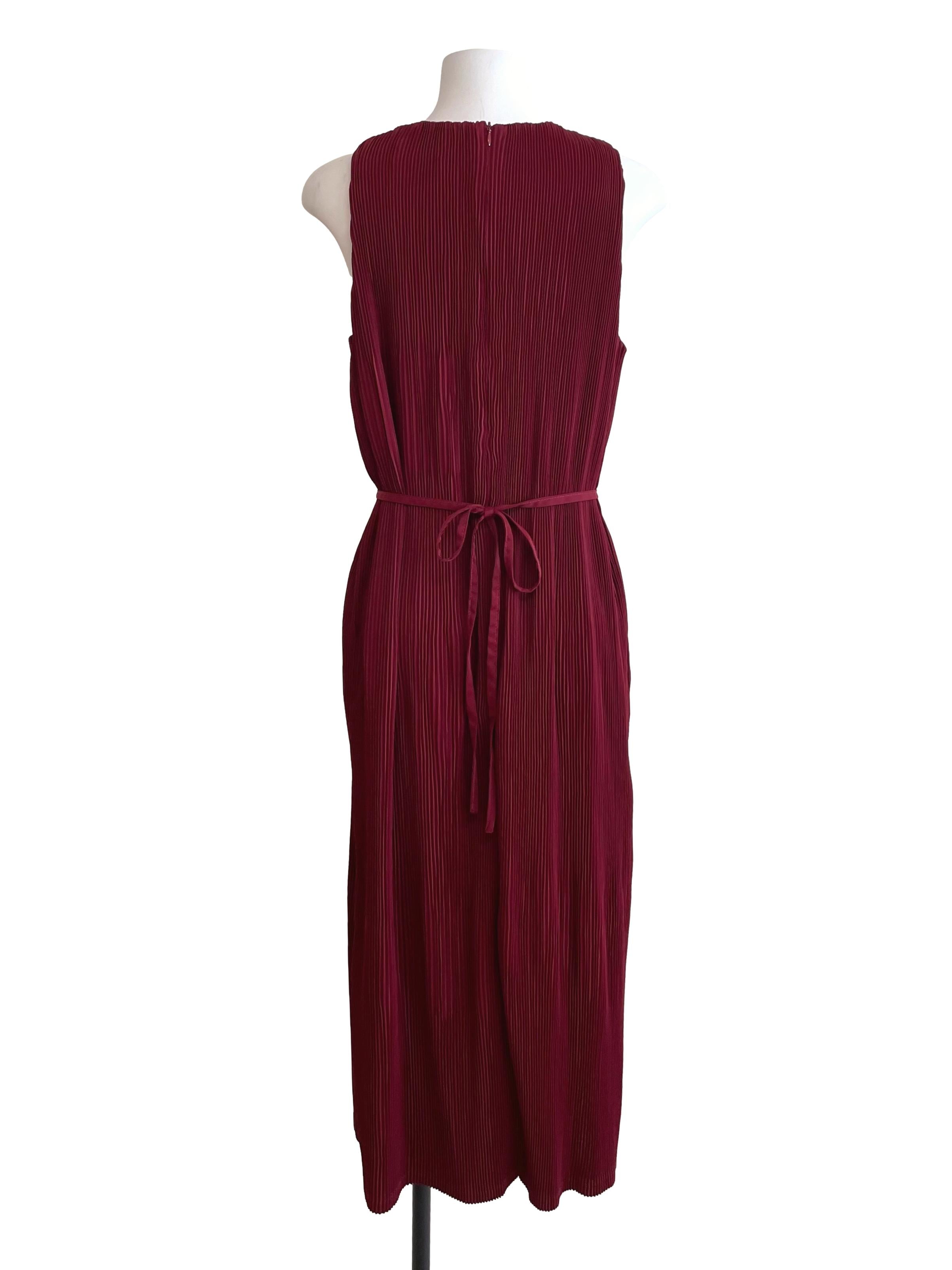 Currant Sleeveless Accordion Dress