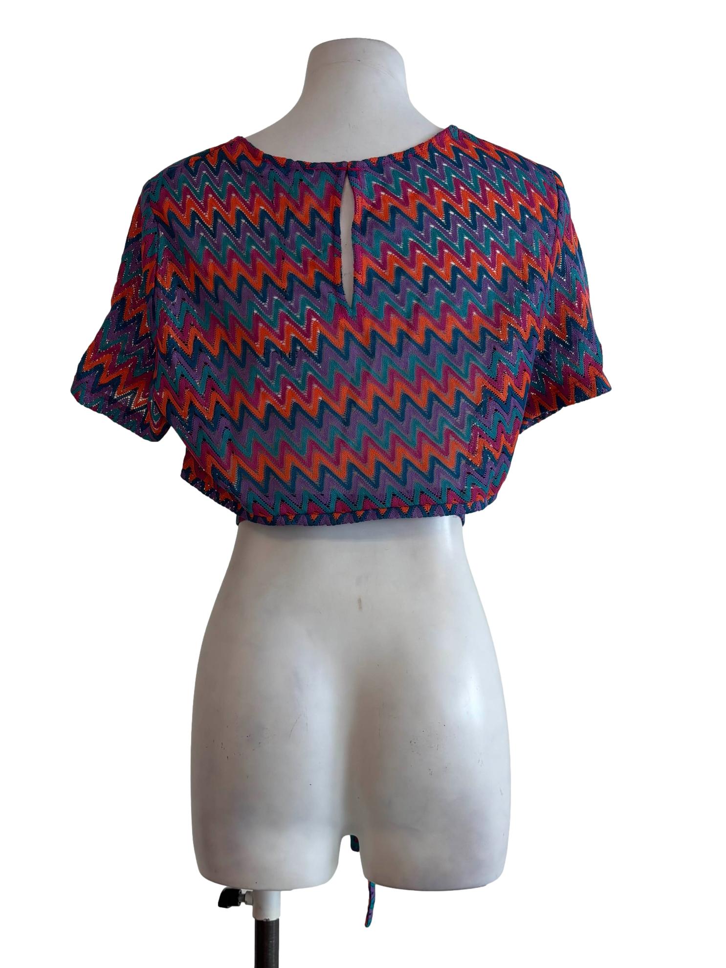 Purple Orange Abstract Short Sleeve Top