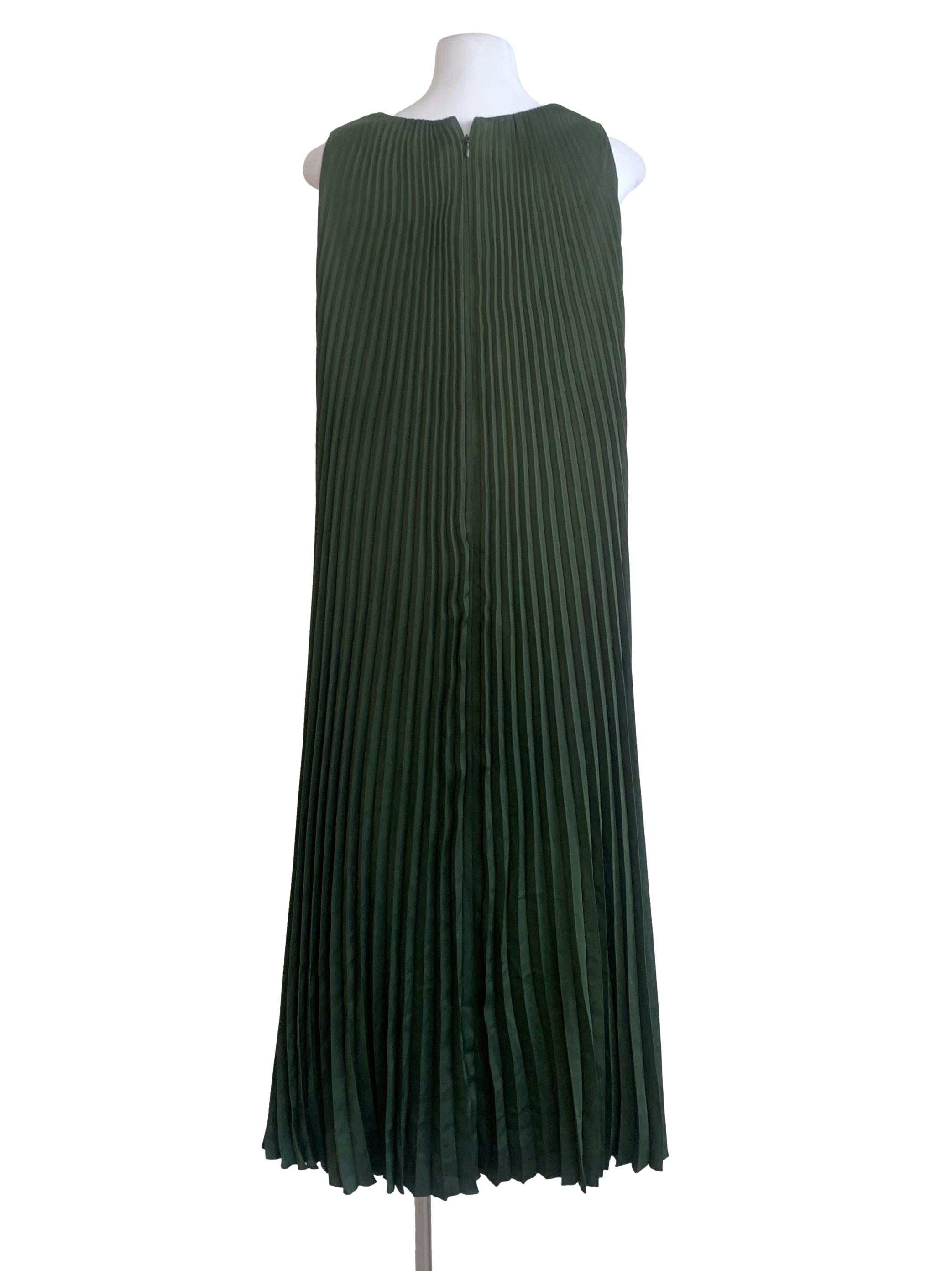 Pine Green Pleated Dress