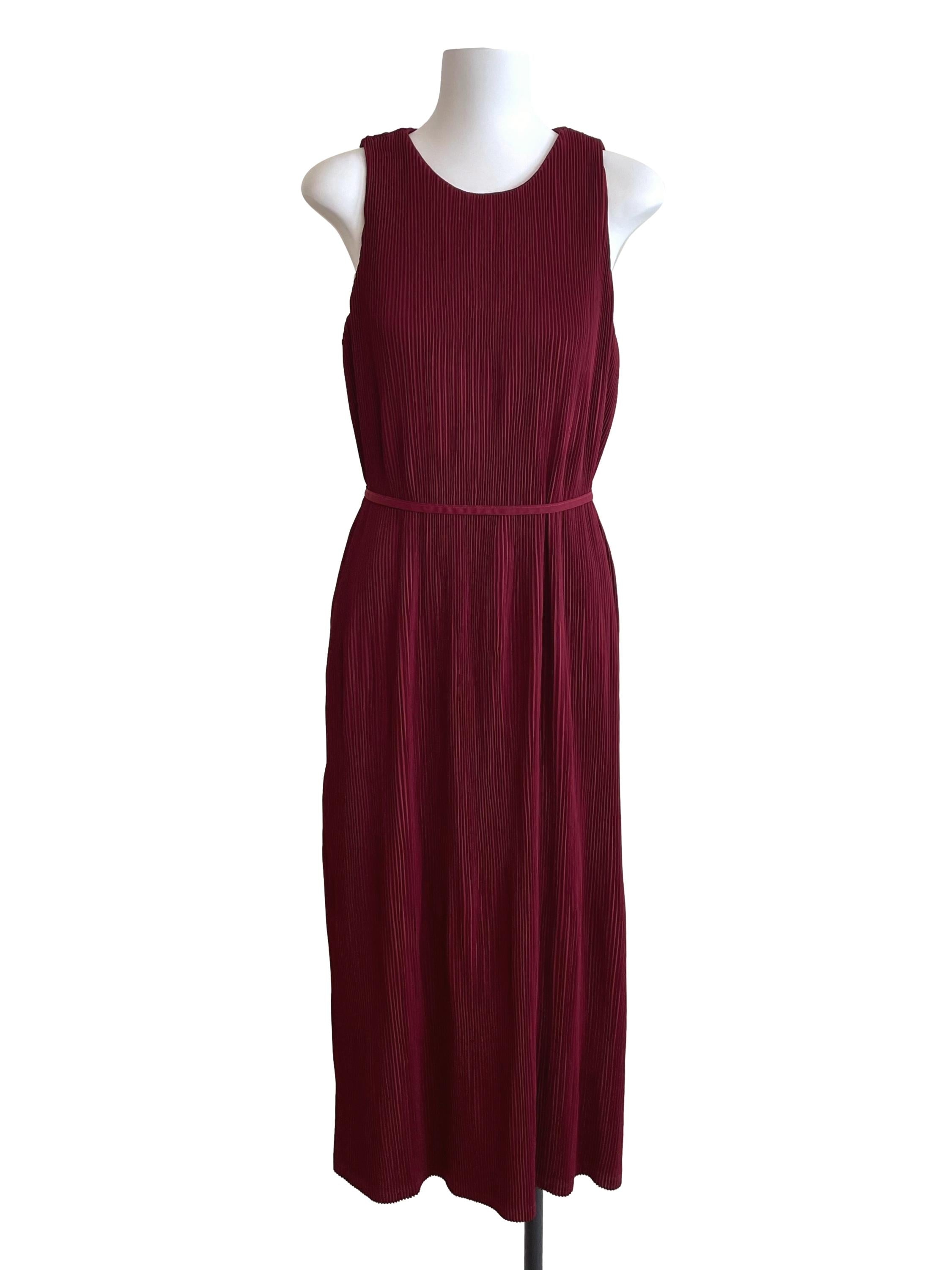Currant Sleeveless Accordion Dress