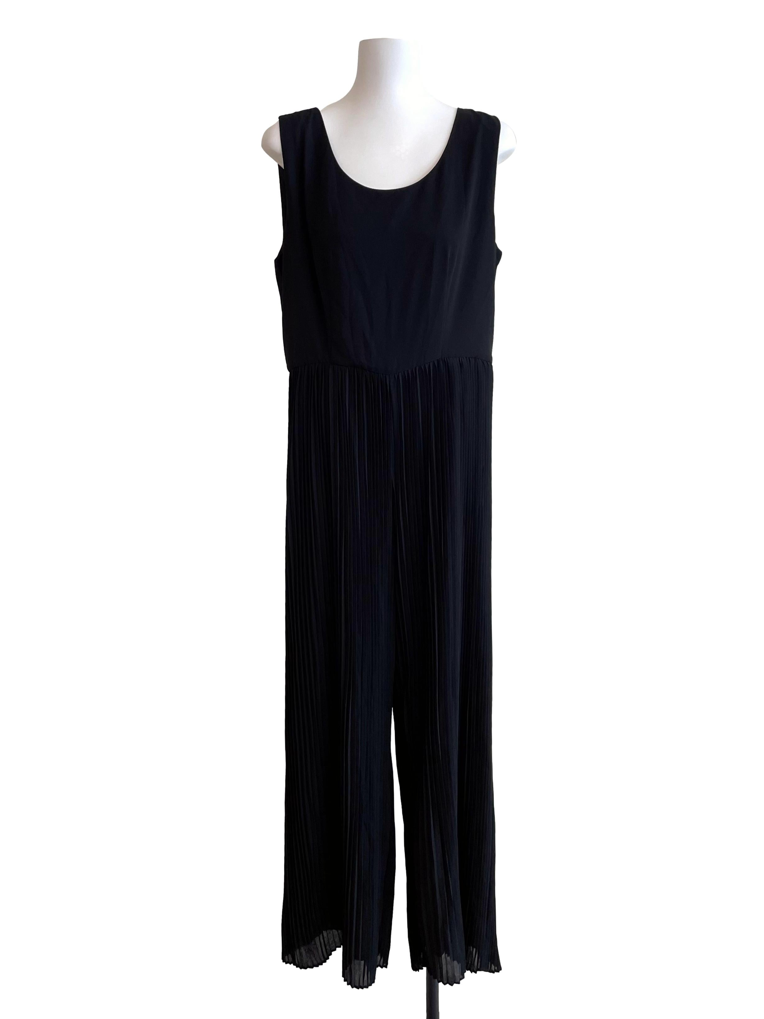 Black Sleeveless Accordion Jumpsuit