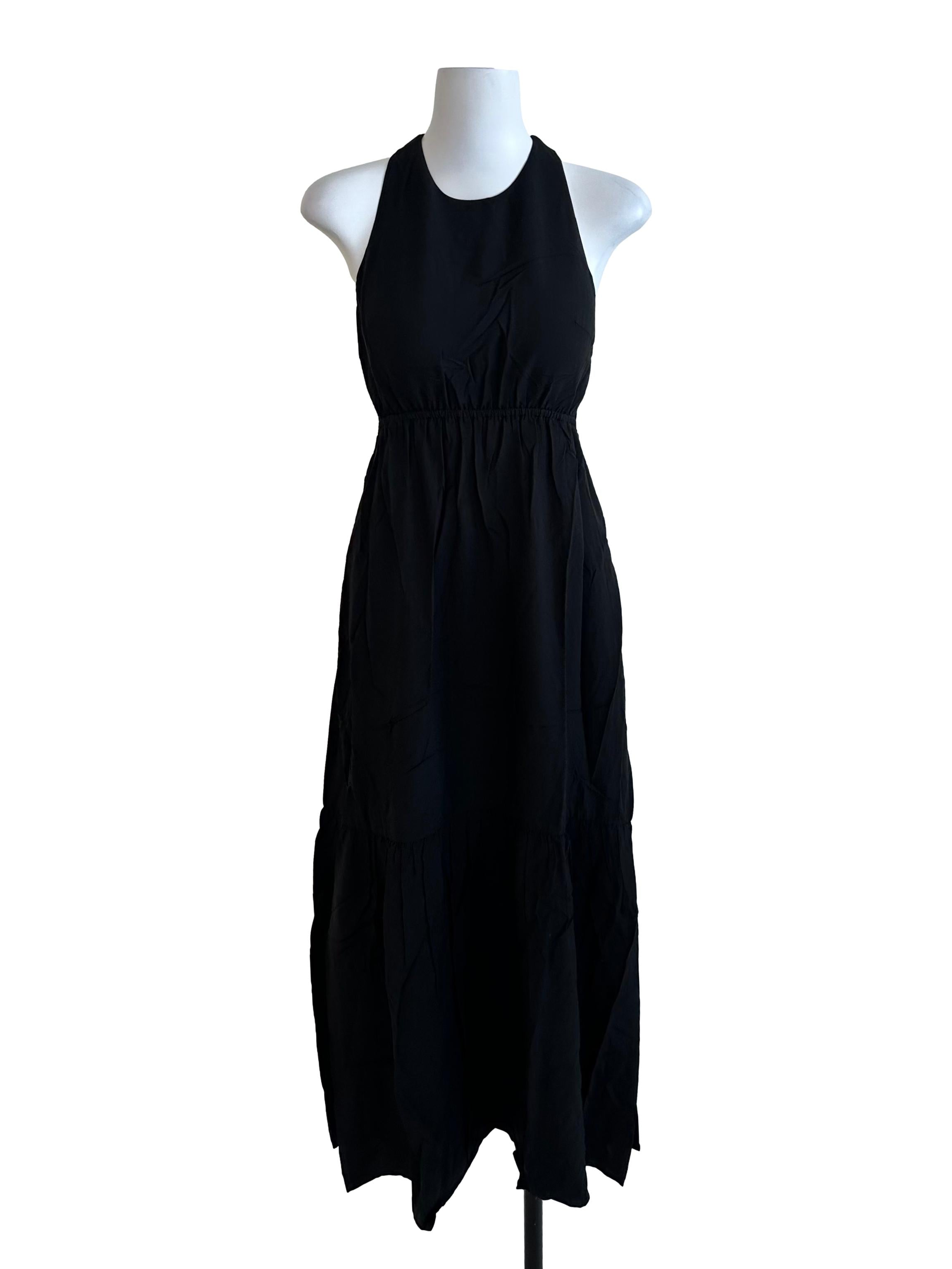 Onyx Black Back Overlap Dress