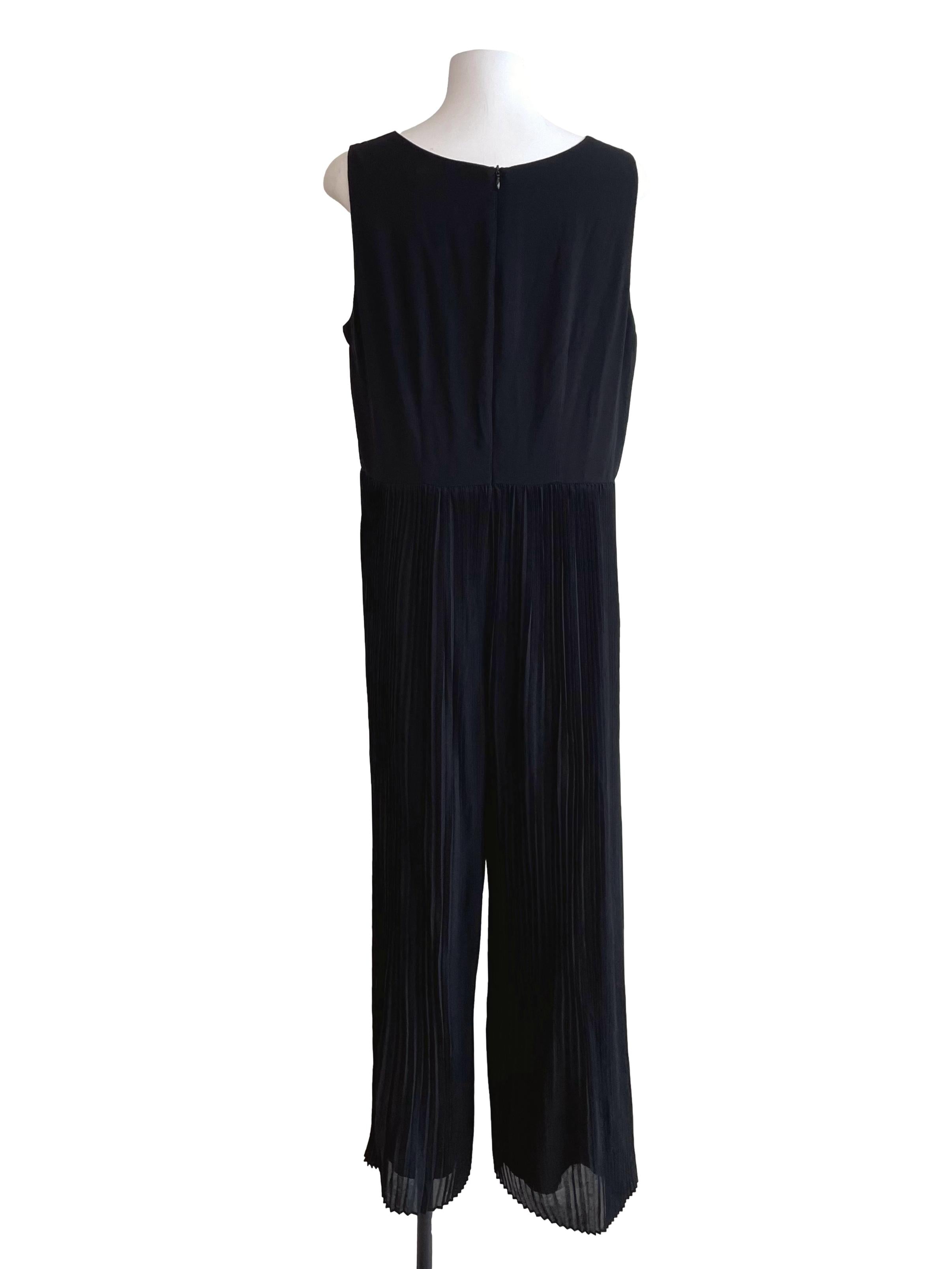Black Sleeveless Accordion Jumpsuit