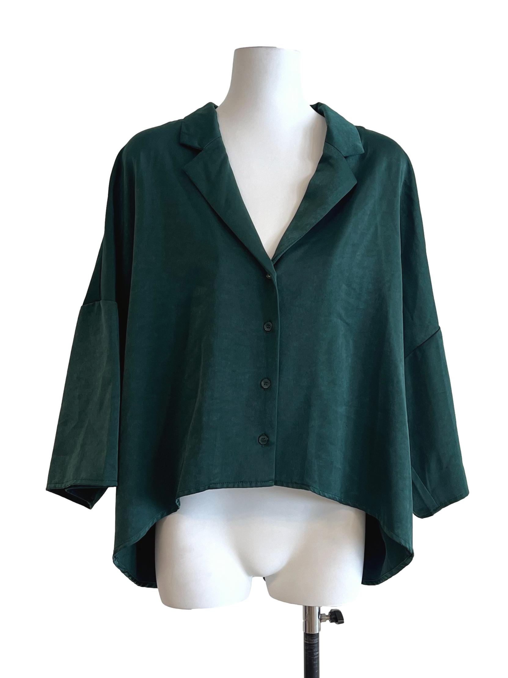 Emerald Green V-Neck Cropped Top