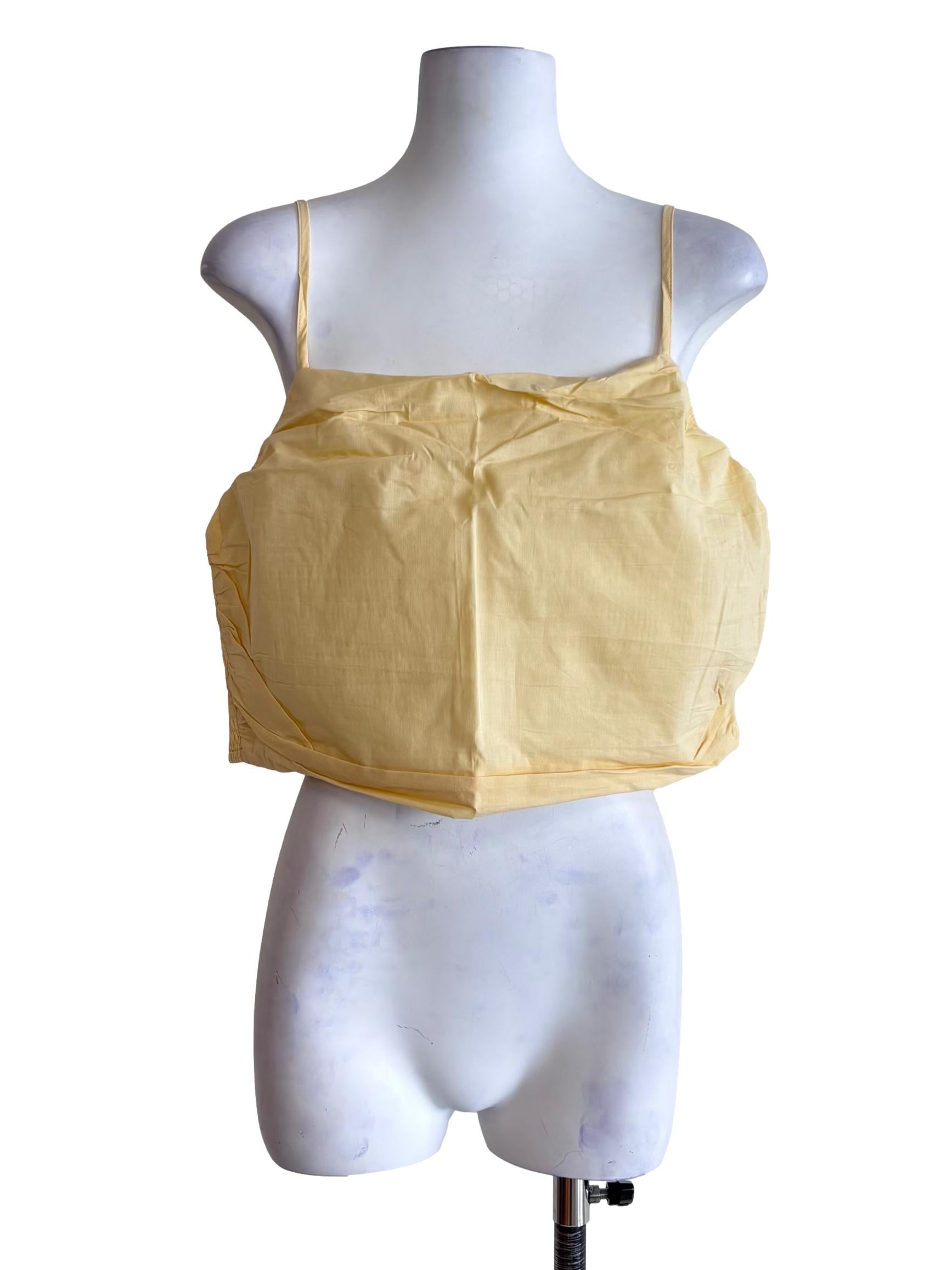 Yellow Eryn Ruched Side Crop Top