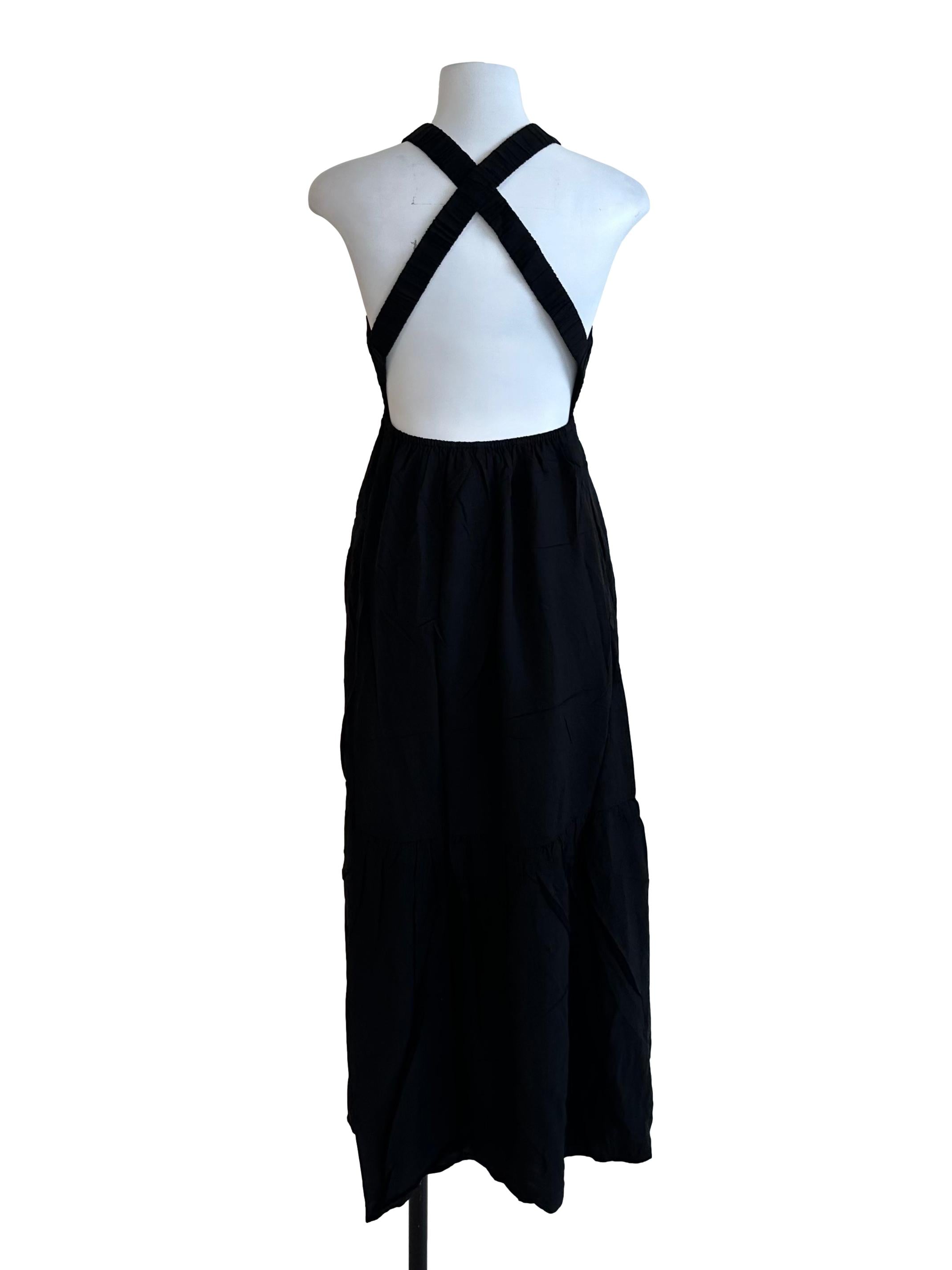 Onyx Black Back Overlap Dress
