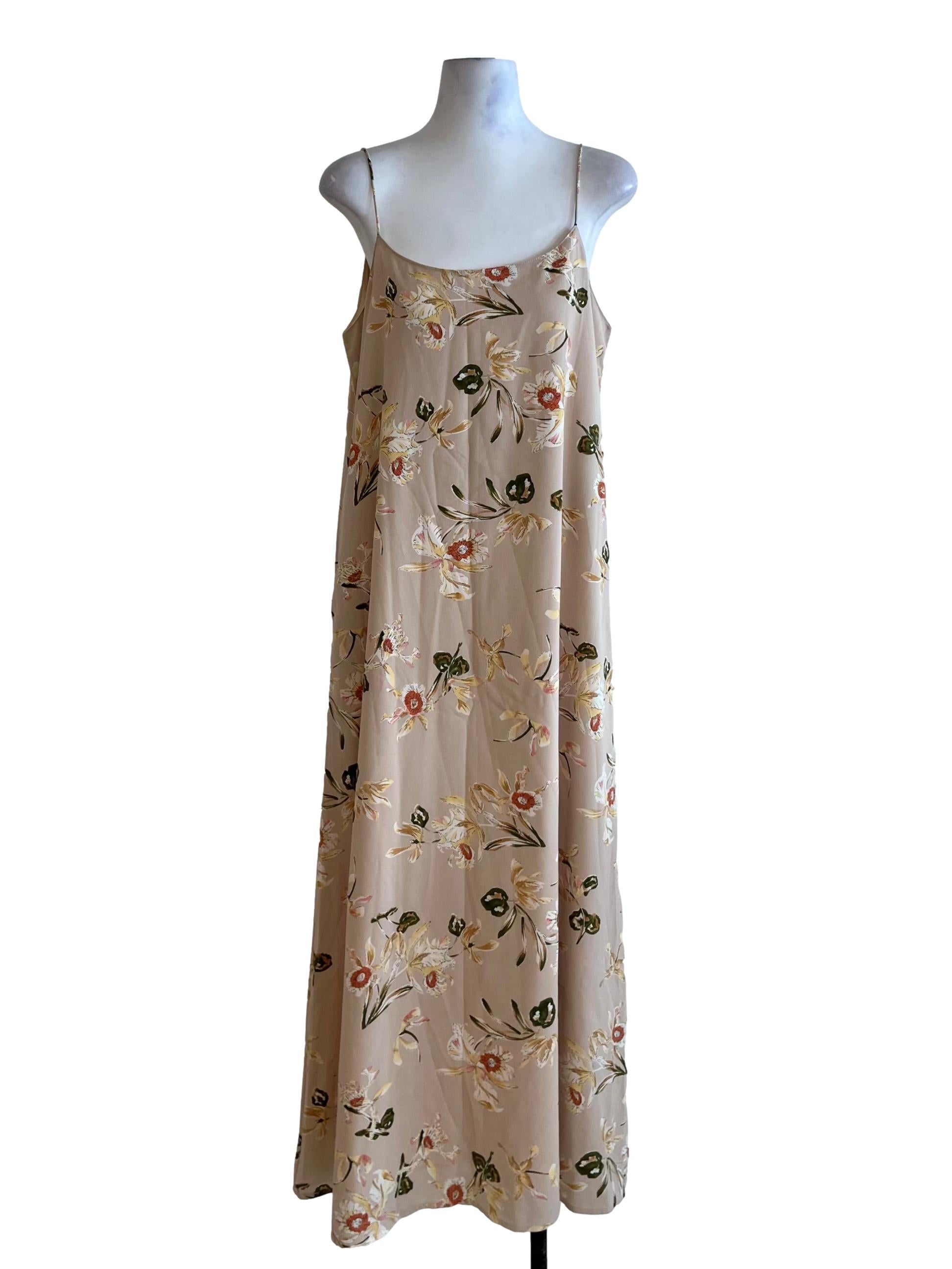 Beige Floral Shift Dress TEM