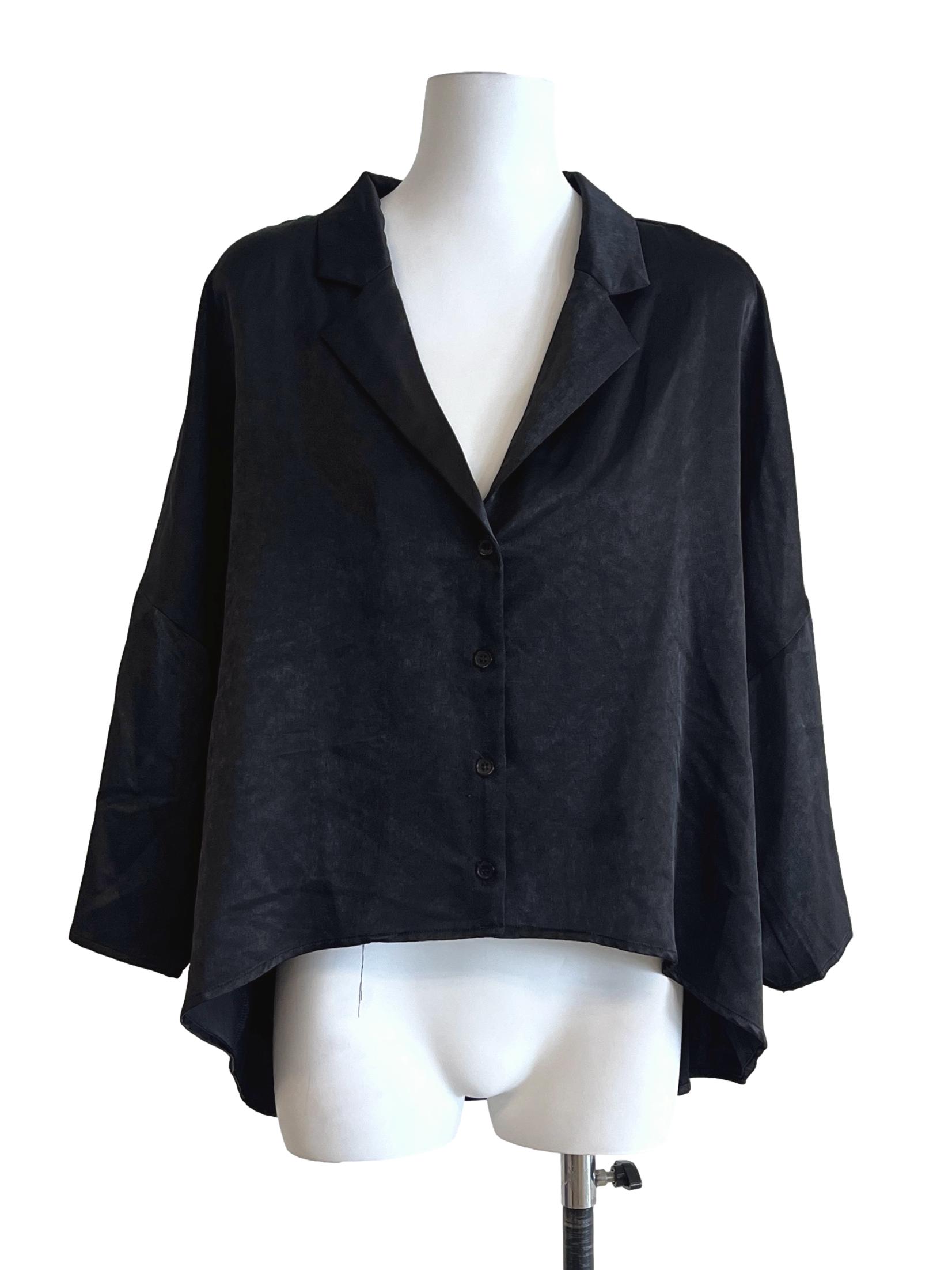 Jet Black V-Neck Cropped Top