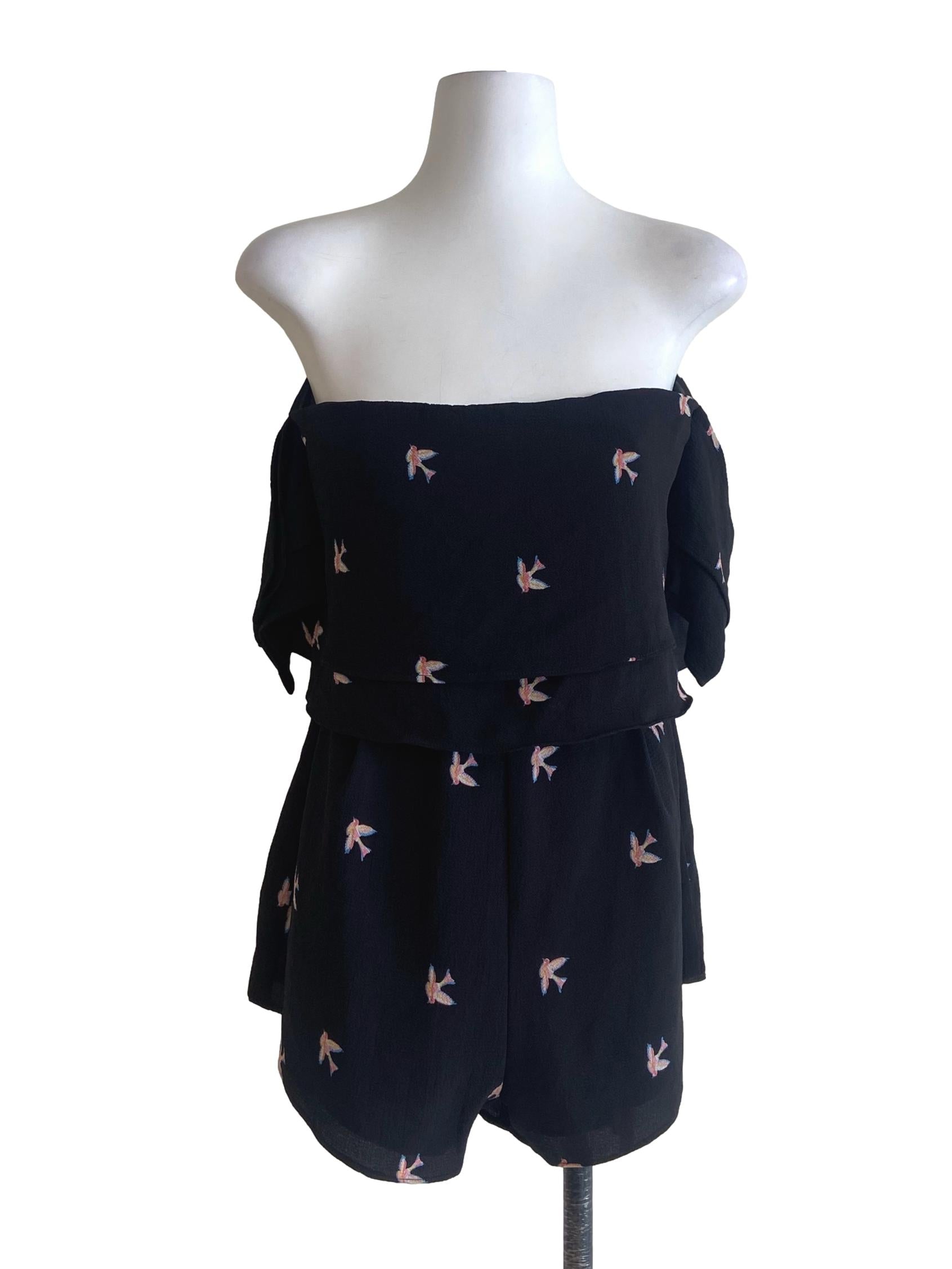 Black Drop Shoulder Romper