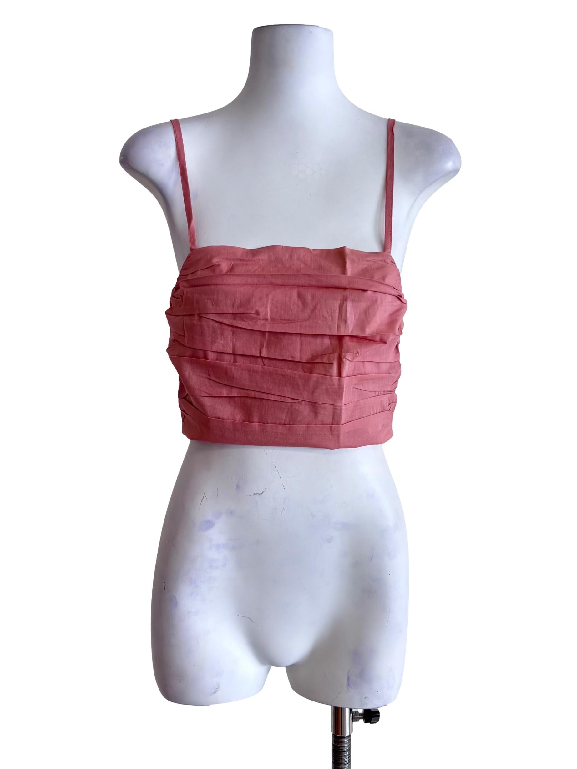 Pink Eryn Ruched Side Crop Top