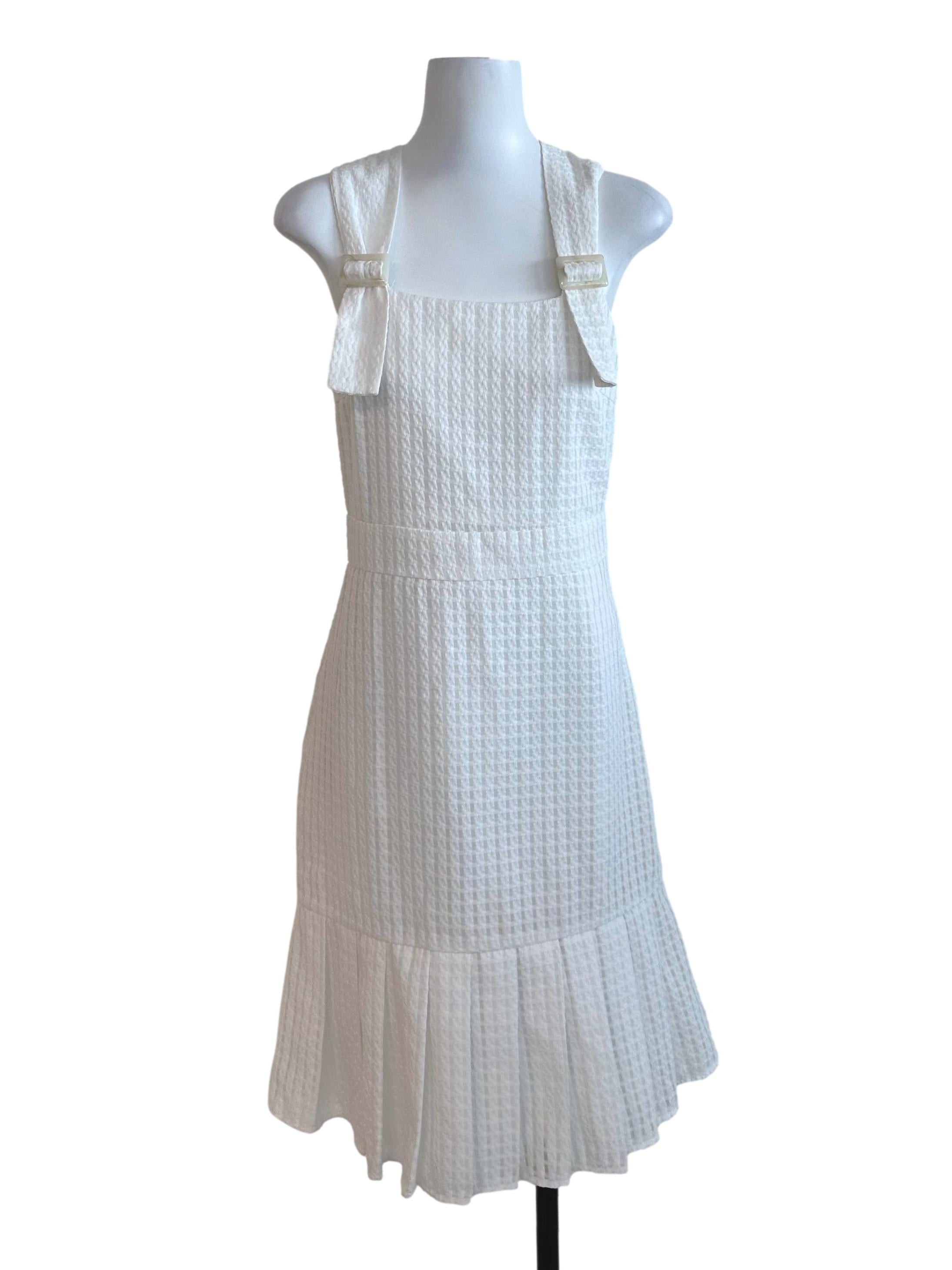 Snow White Textured Box Pleated Dress