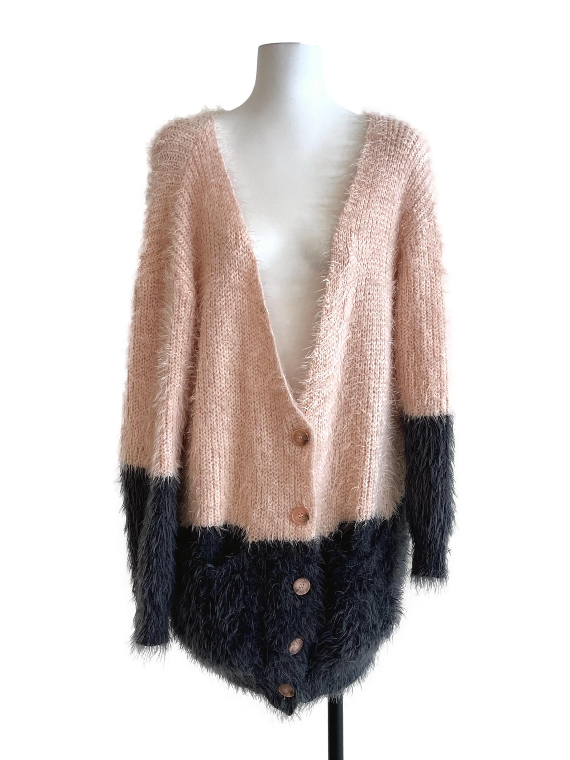Two Tone Salmon Pink Cardigan