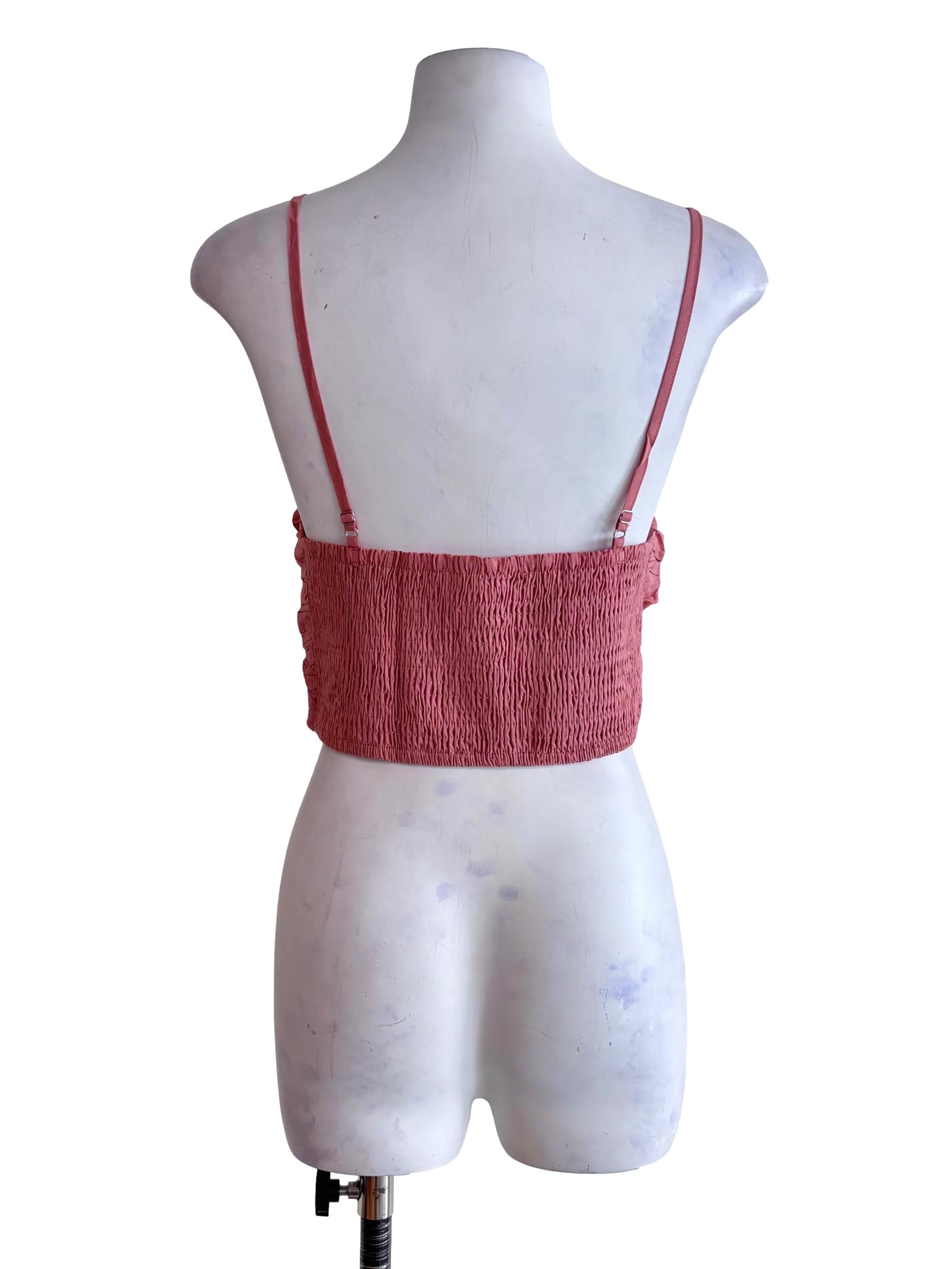 Pink Eryn Ruched Side Crop Top