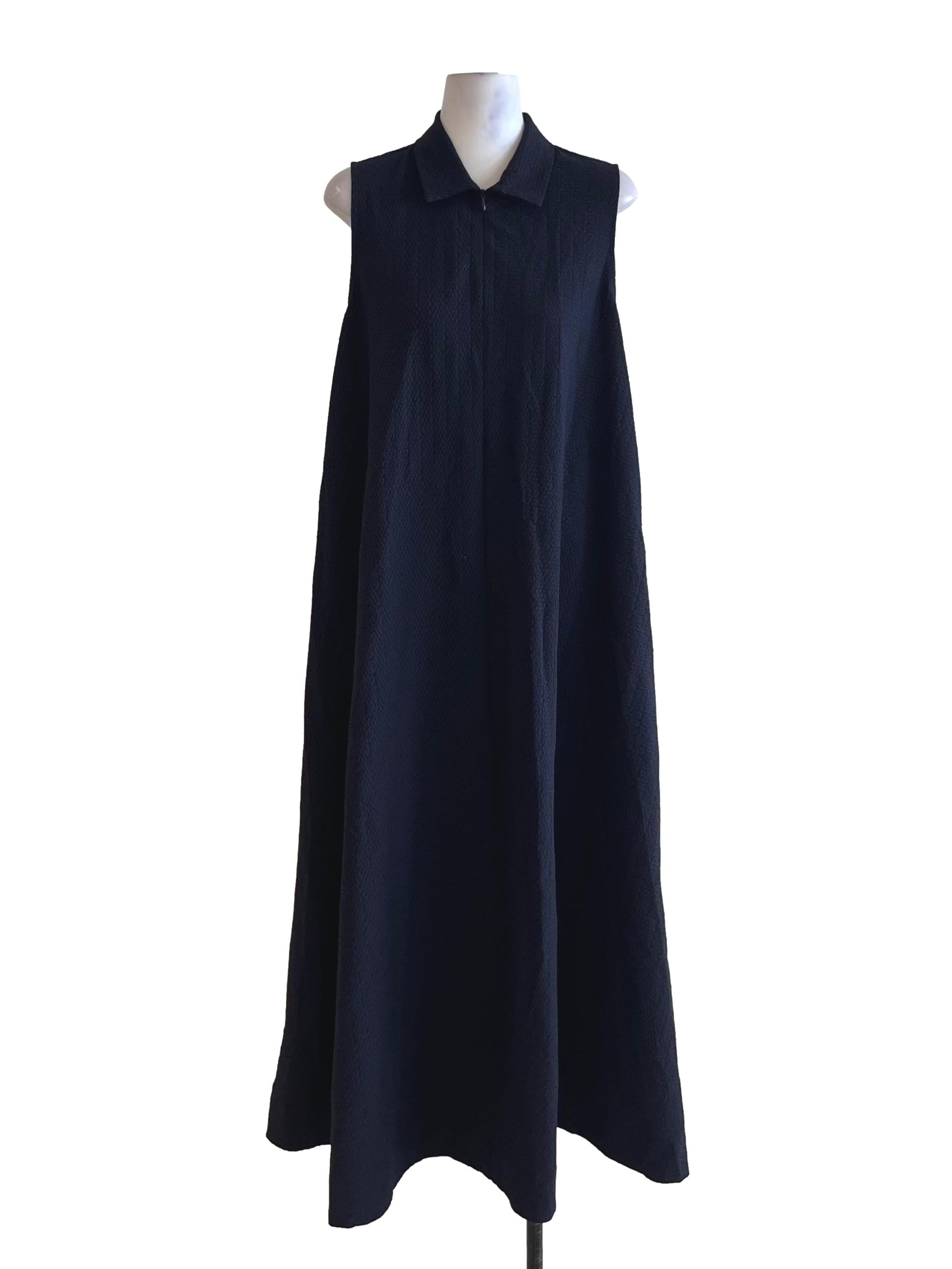 Navy Blue Wing Collar Shift Dress