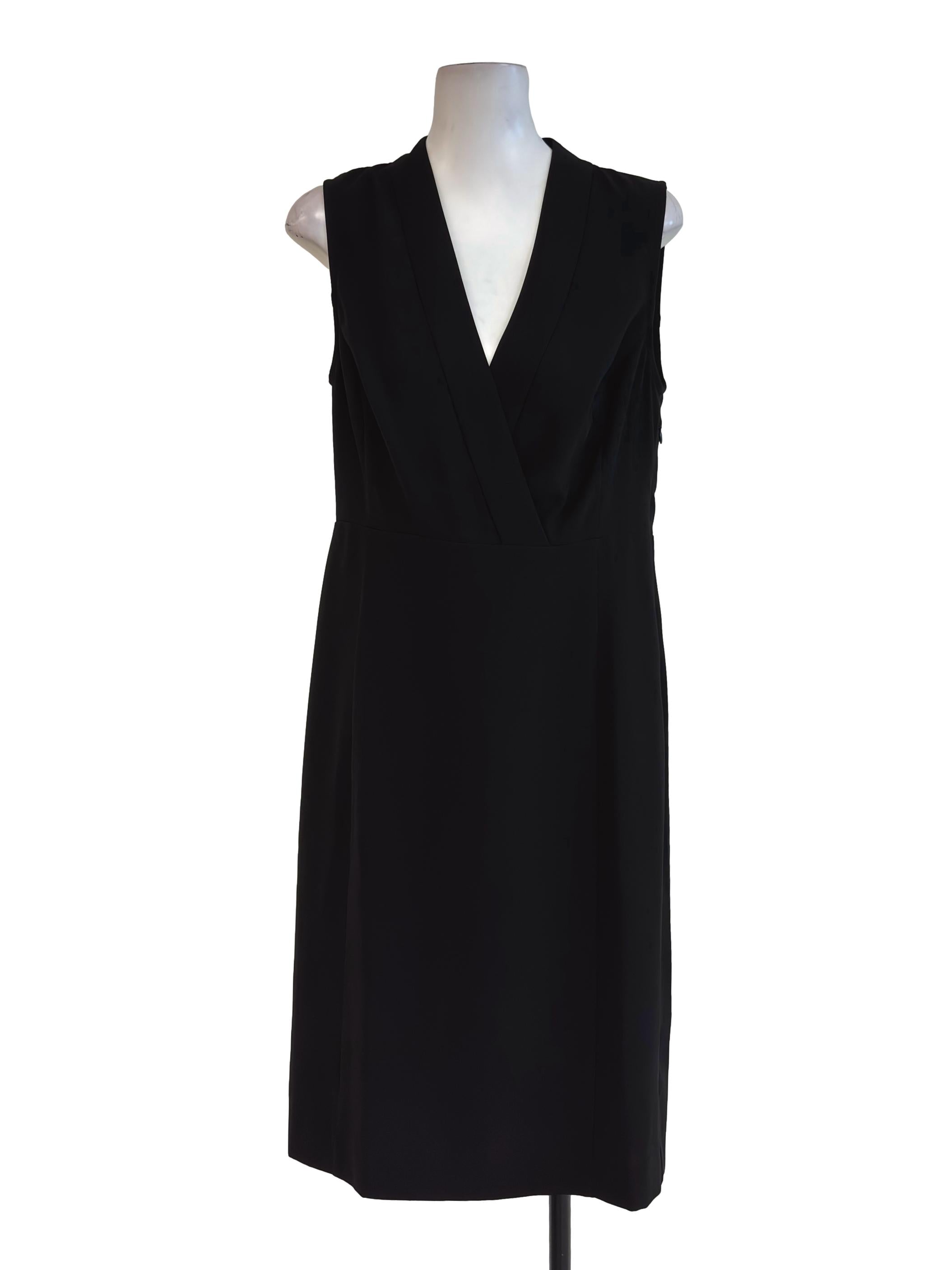 Onyx Black V Neck Empire Dress