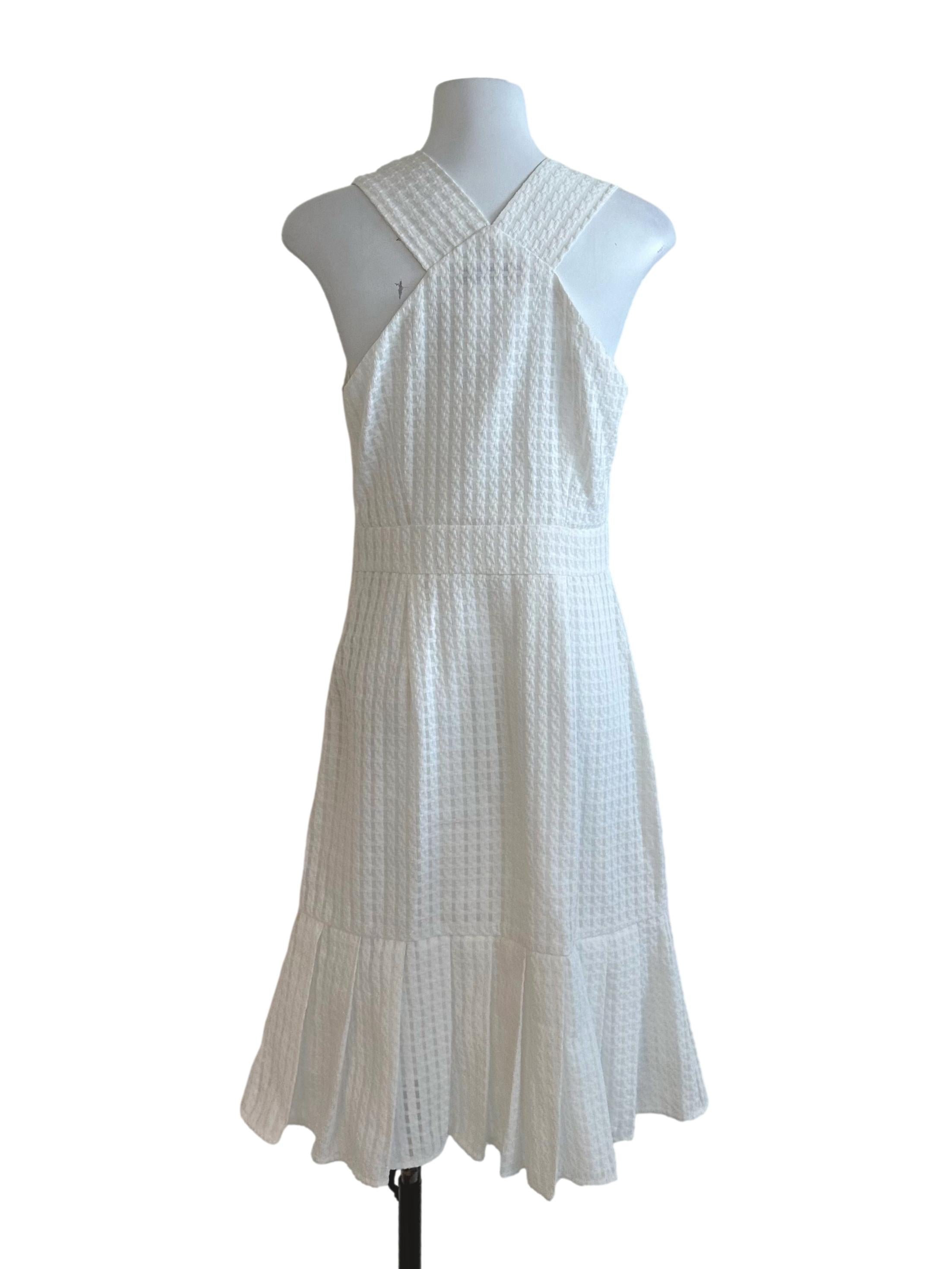 Snow White Textured Box Pleated Dress