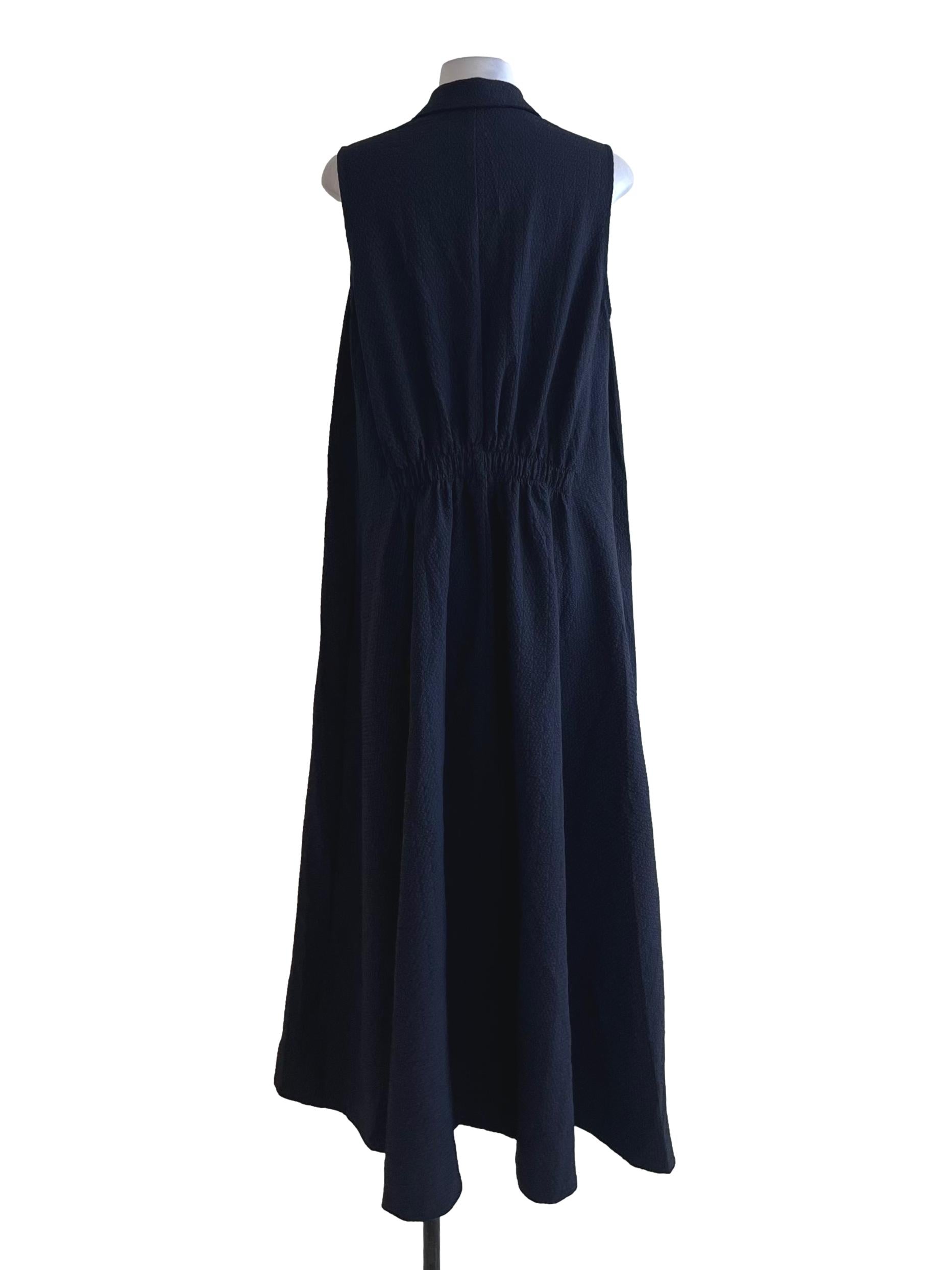 Navy Blue Wing Collar Shift Dress