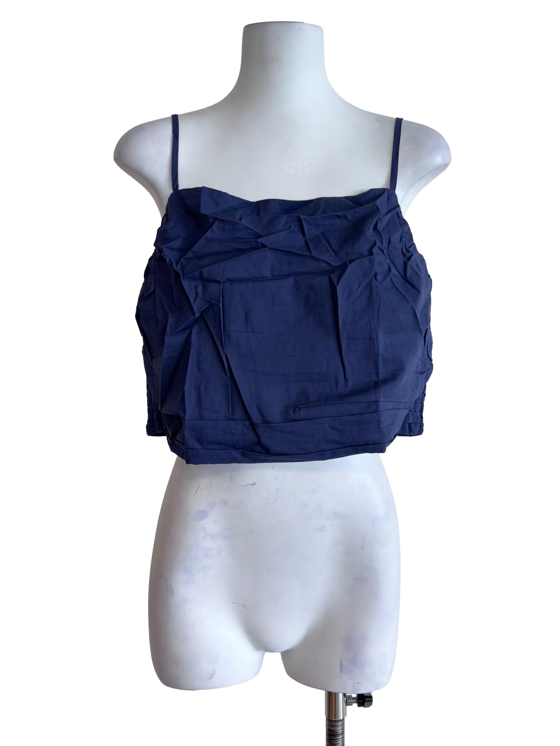 Blue Eryn Ruched Side Crop Top