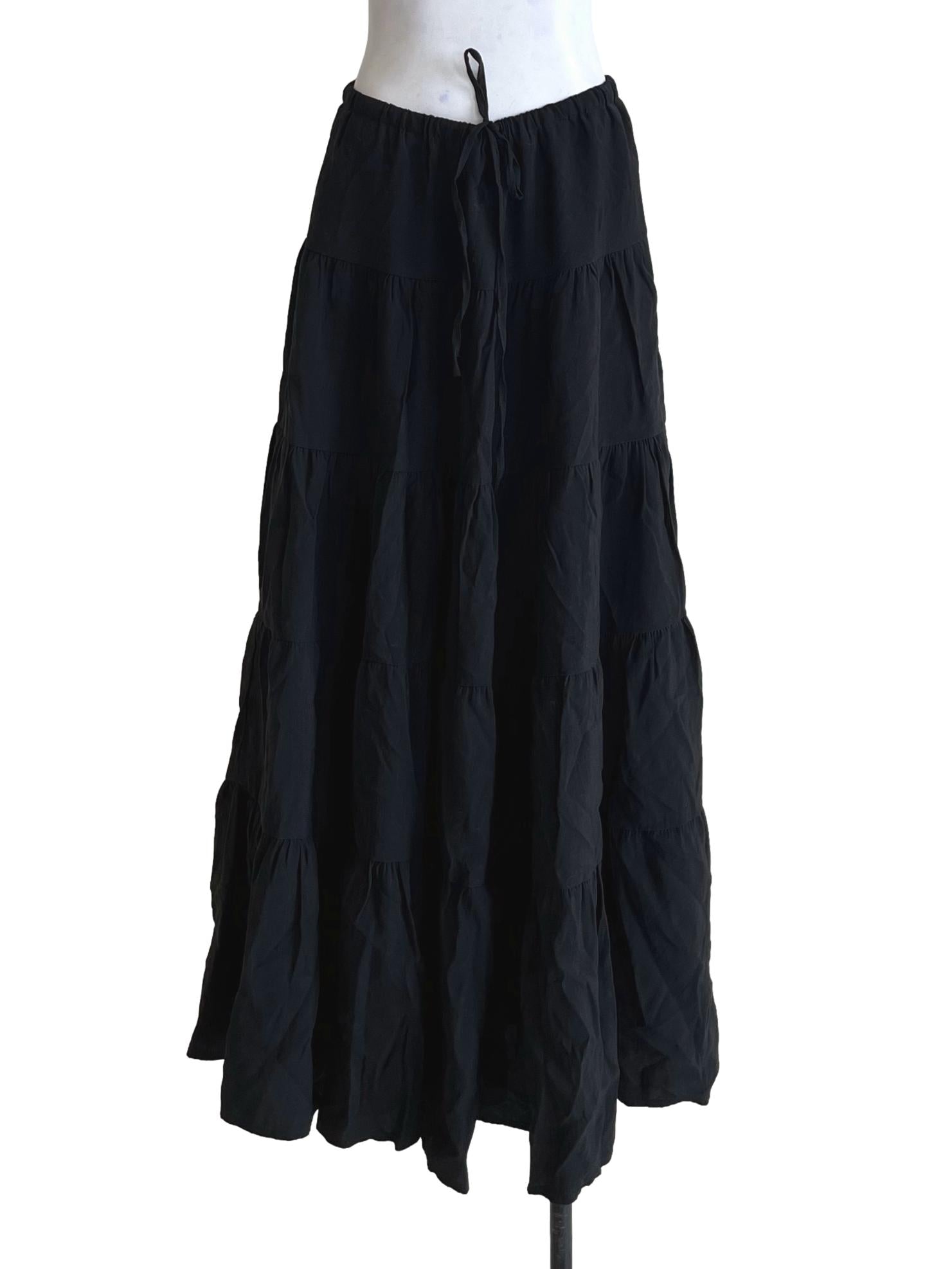 Jade Black Flowy Long Skirt