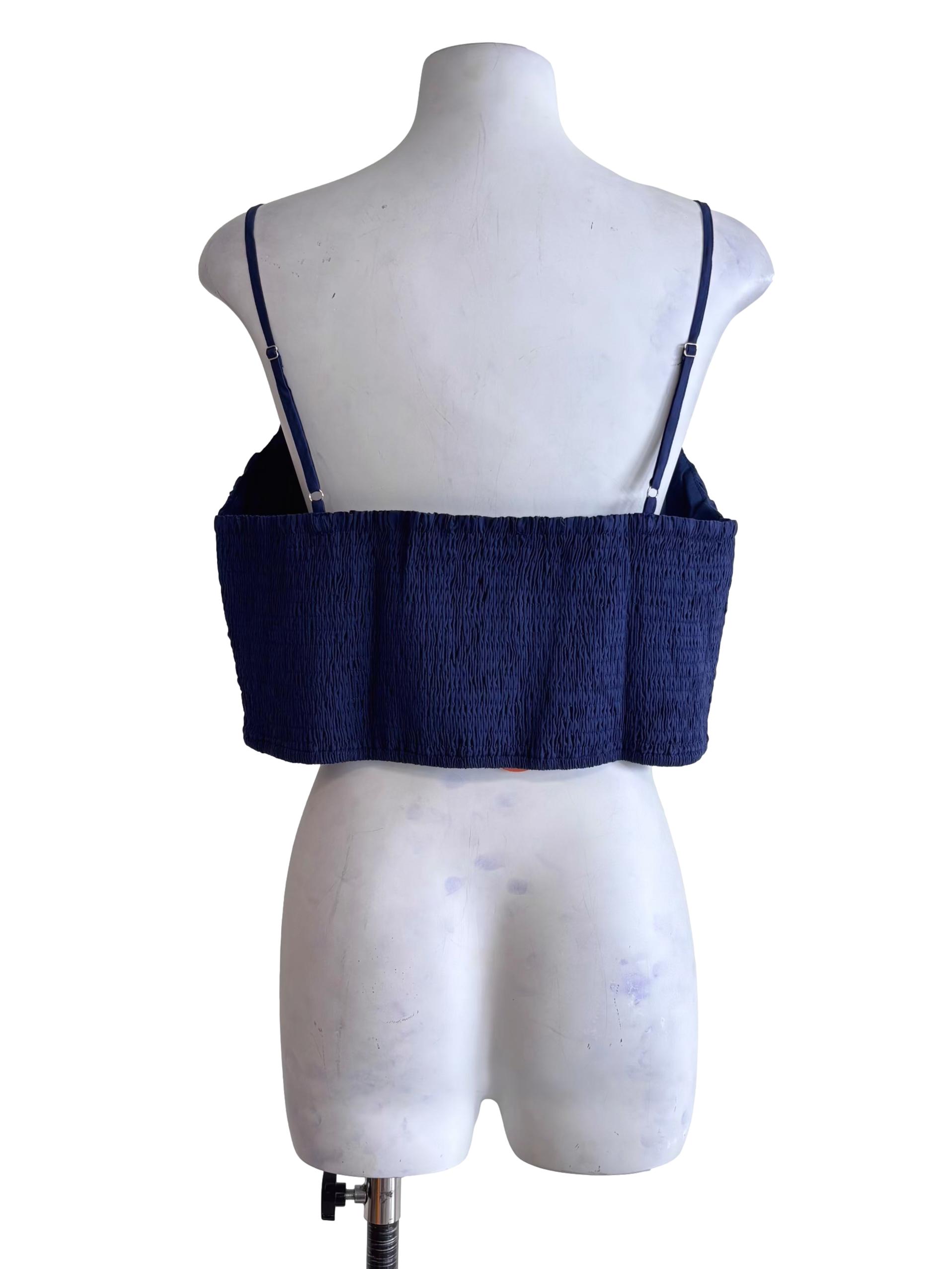 Blue Eryn Ruched Side Crop Top