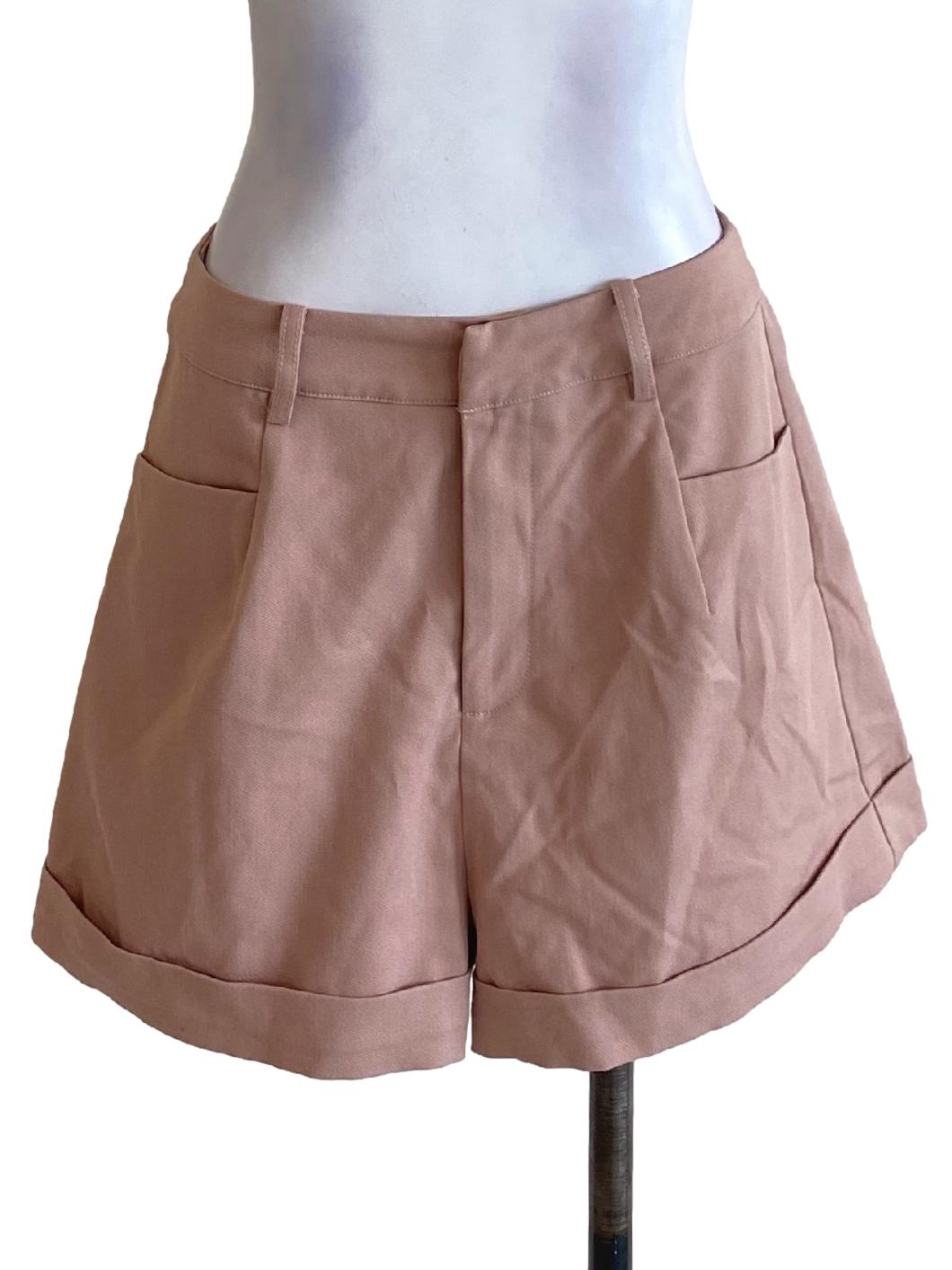 Sepia Brown Cuffed Hem Shorts