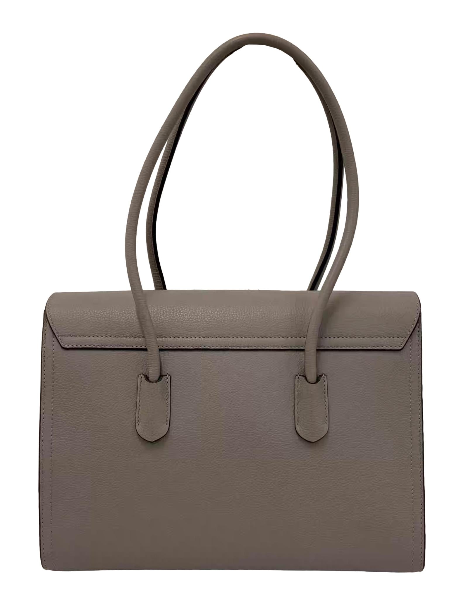 Light Grey Bella Top-Handle Leather Shoulder Bag