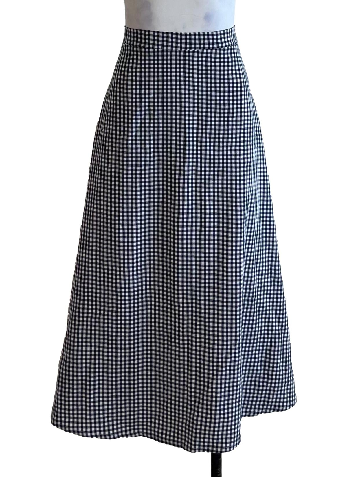 White Gingham A-Line Skirt