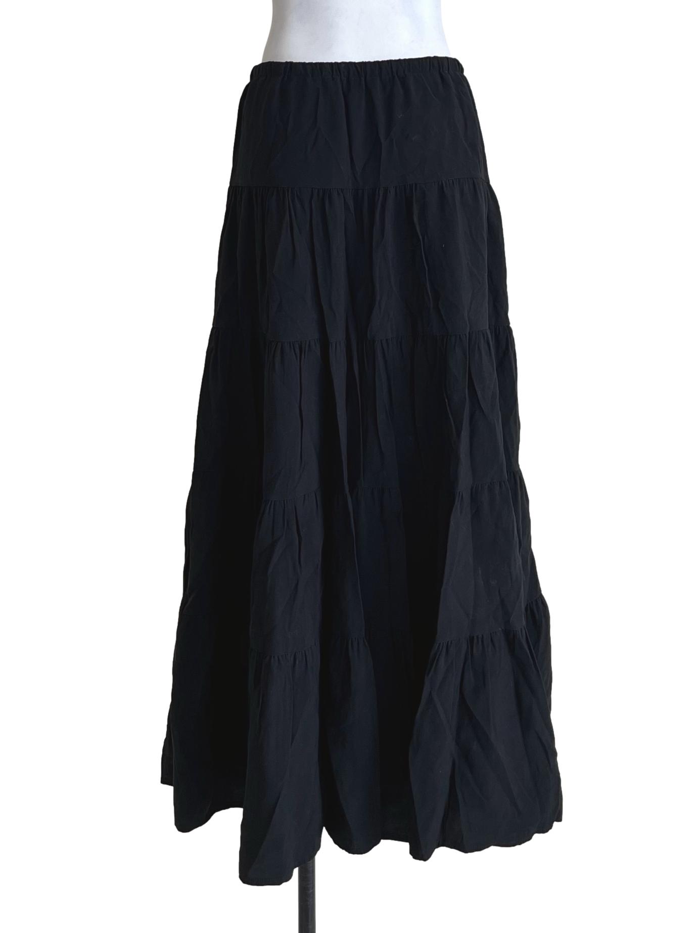 Jade Black Flowy Long Skirt
