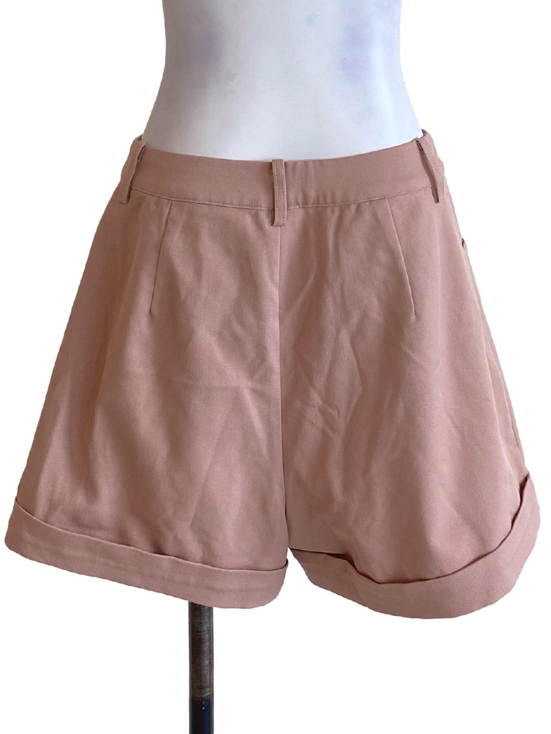Sepia Brown Cuffed Hem Shorts