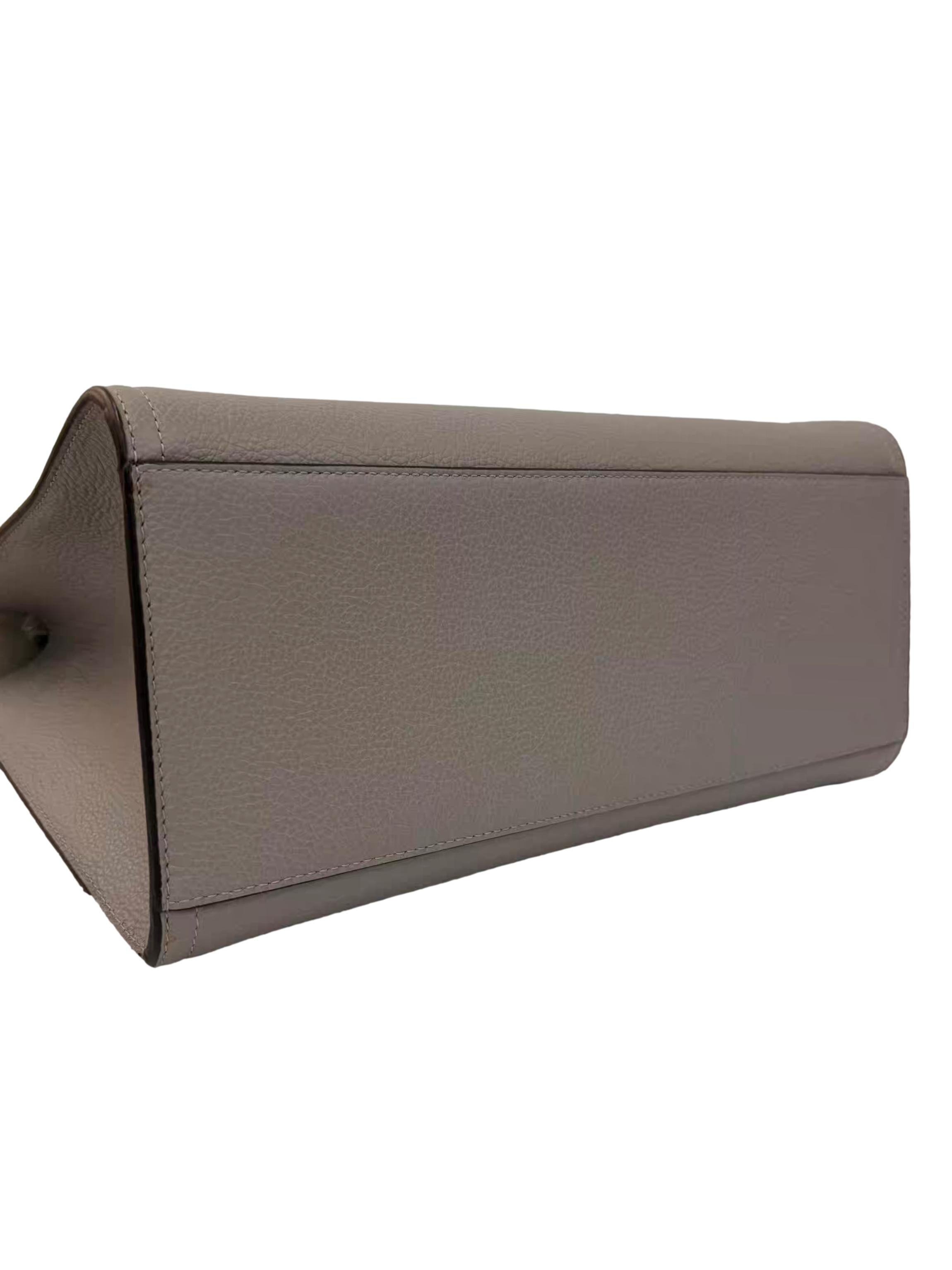 Light Grey Bella Top-Handle Leather Shoulder Bag