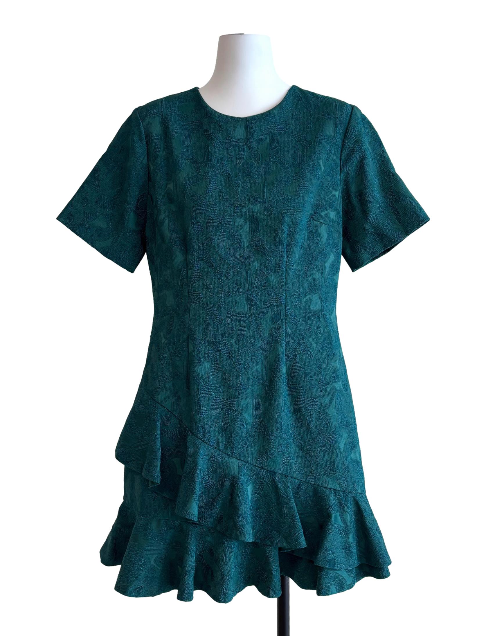 Teal Short Sleeve A-Line Dress